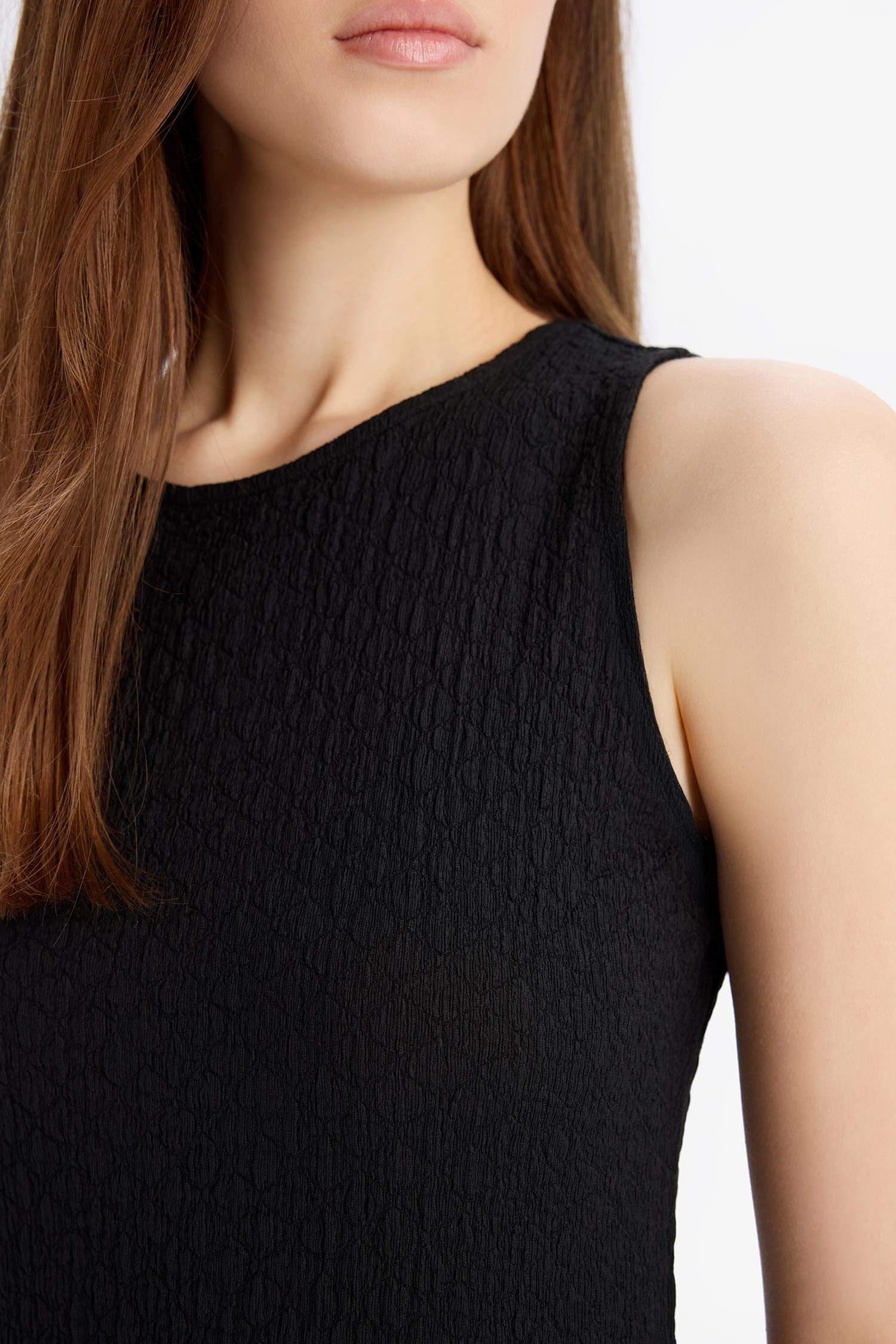 тығыз көйлек дөңгелек жаға жеңсіз Қысқа жеңді трикотаж көйлек