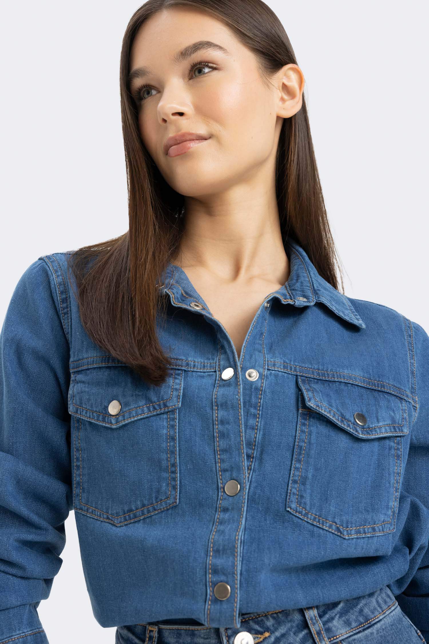 Slim Fit Dar Kesim Jean Gömlek