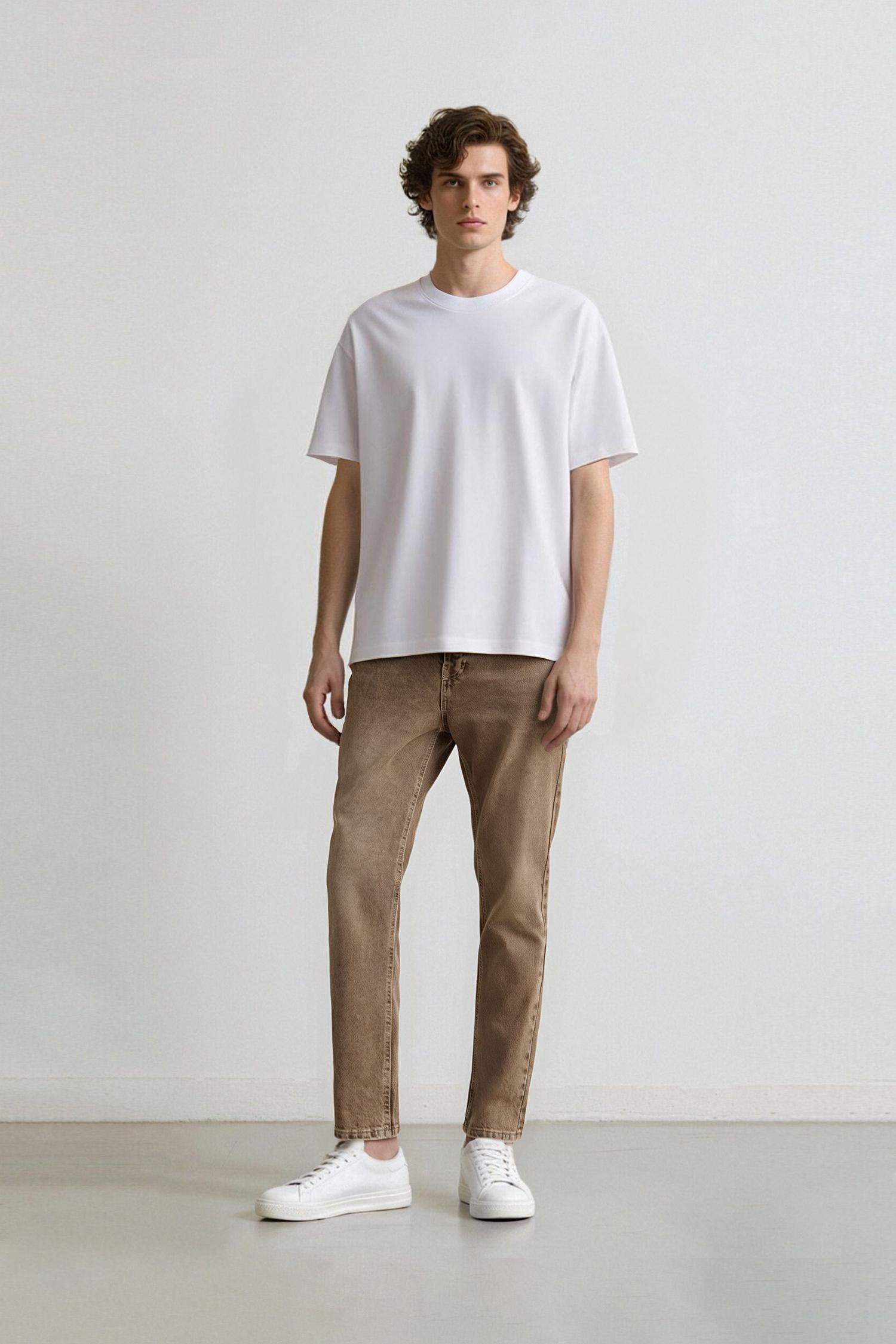 %100 Pamuk 90's Slim Fit Dar Kalıp Normal Bel Dar Paça Yıkamalı Jean Pantolon