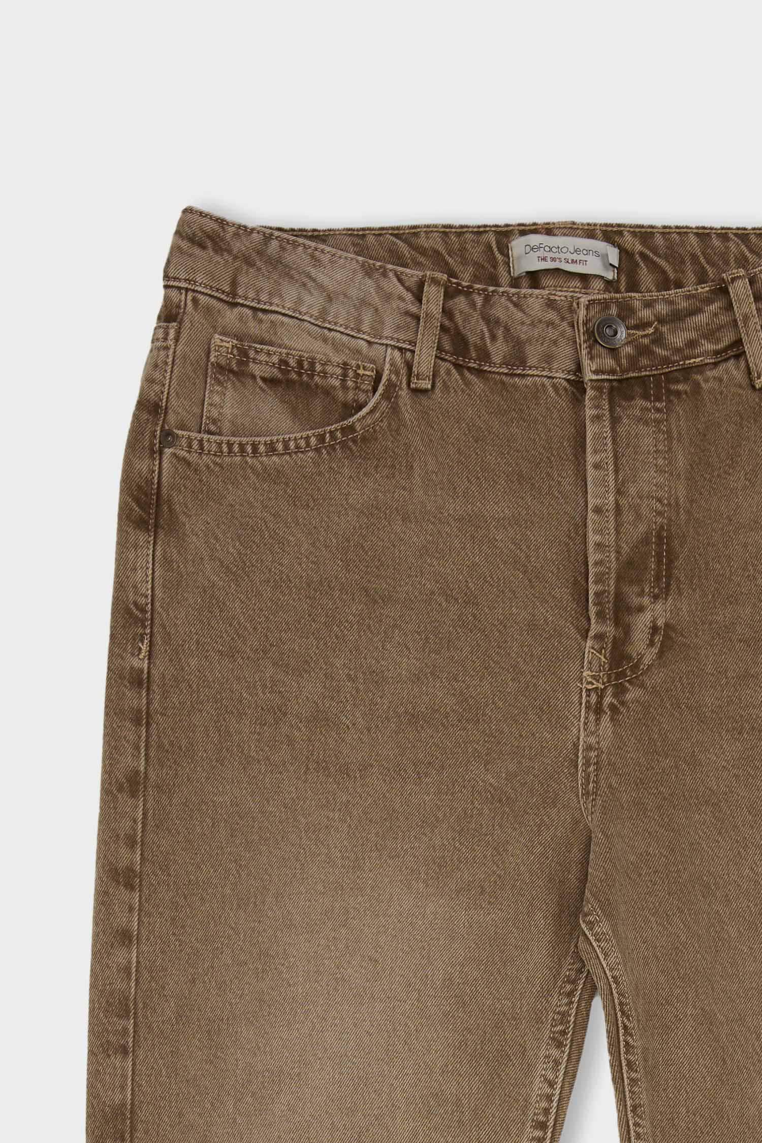 %100 Pamuk 90's Slim Fit Dar Kalıp Normal Bel Dar Paça Yıkamalı Jean Pantolon