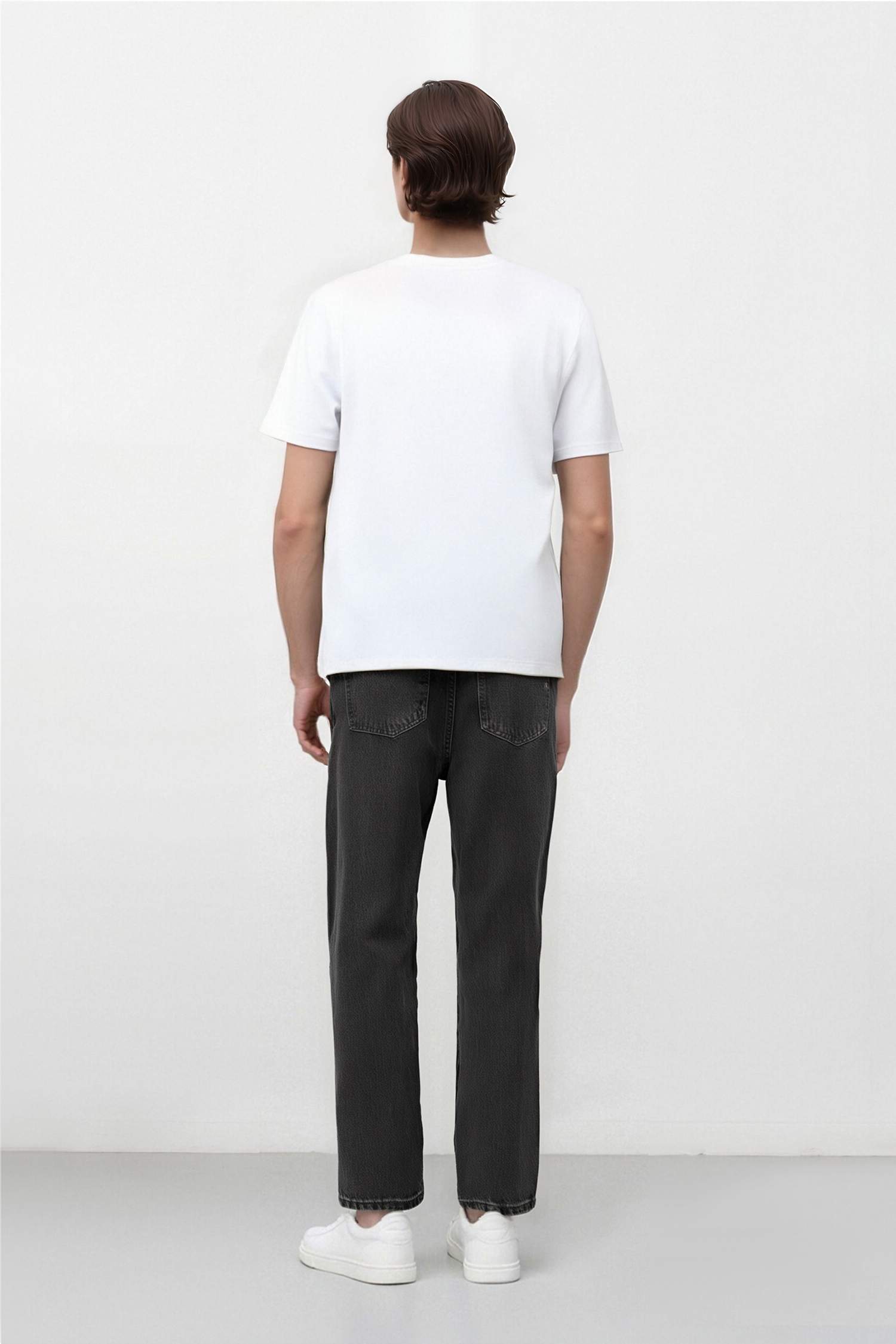 %100 Pamuk Slim Cropped Fit Dar Kalıp Normal Bel Dar Paça Jean Pantolon