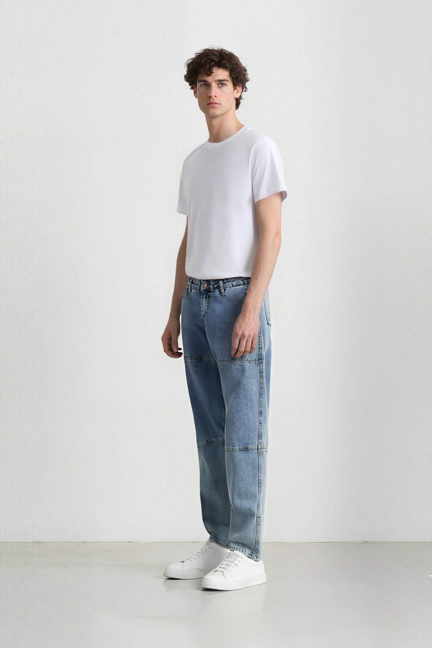 Pantalon en Jean à Coupe décontractée et jambes larges