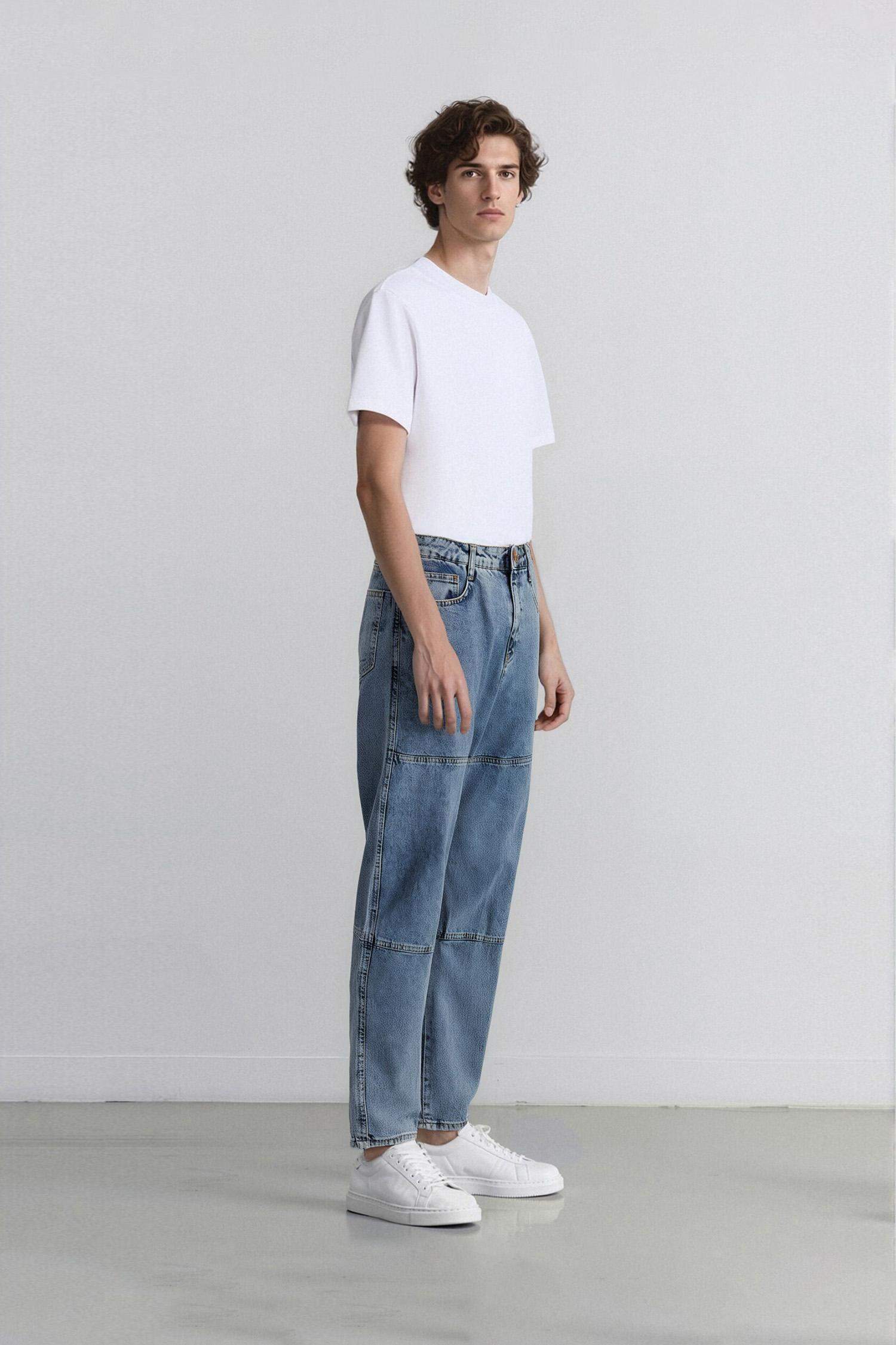 Pantalon en Jean à Coupe décontractée et jambes larges