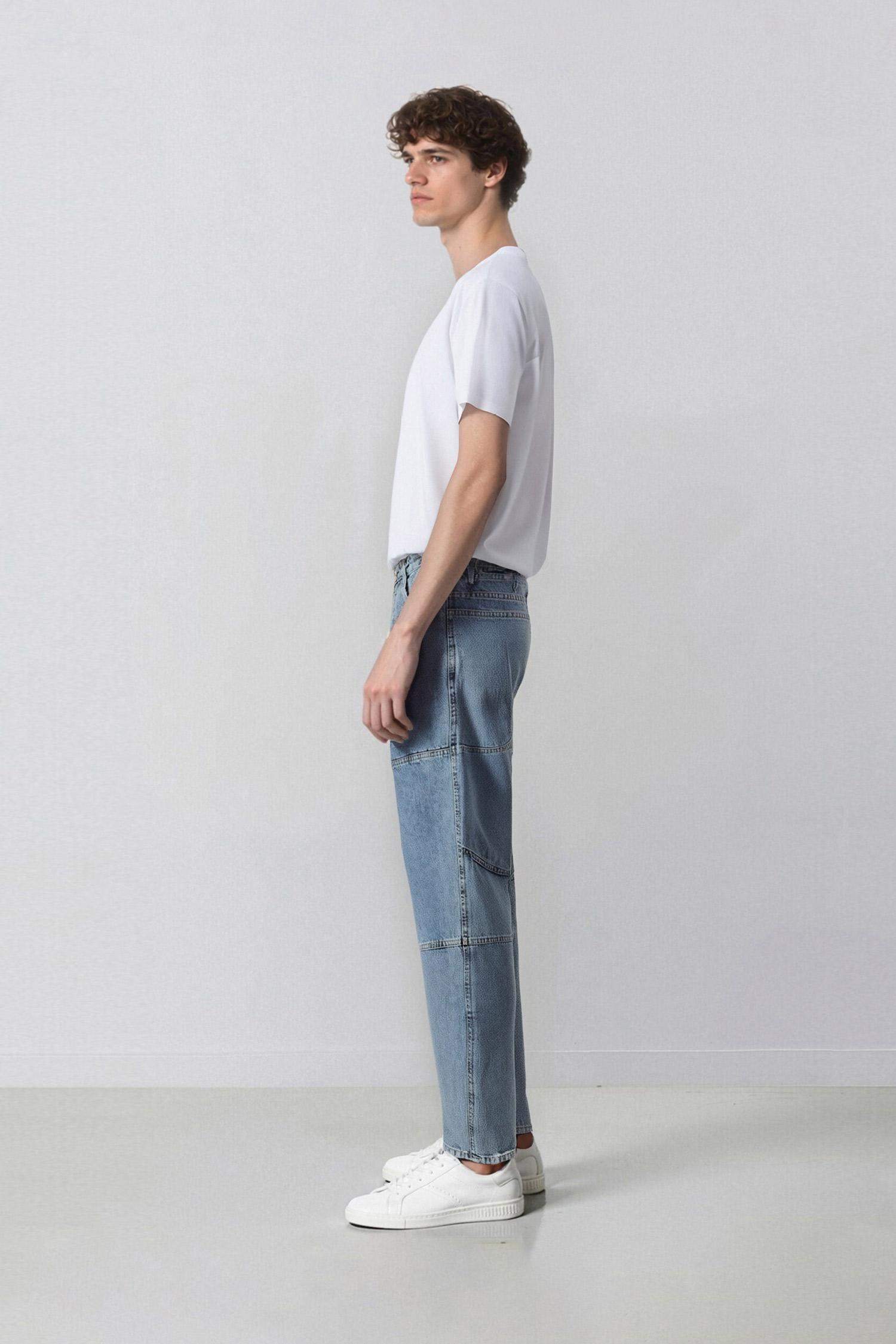 Pantalon en Jean à Coupe décontractée et jambes larges