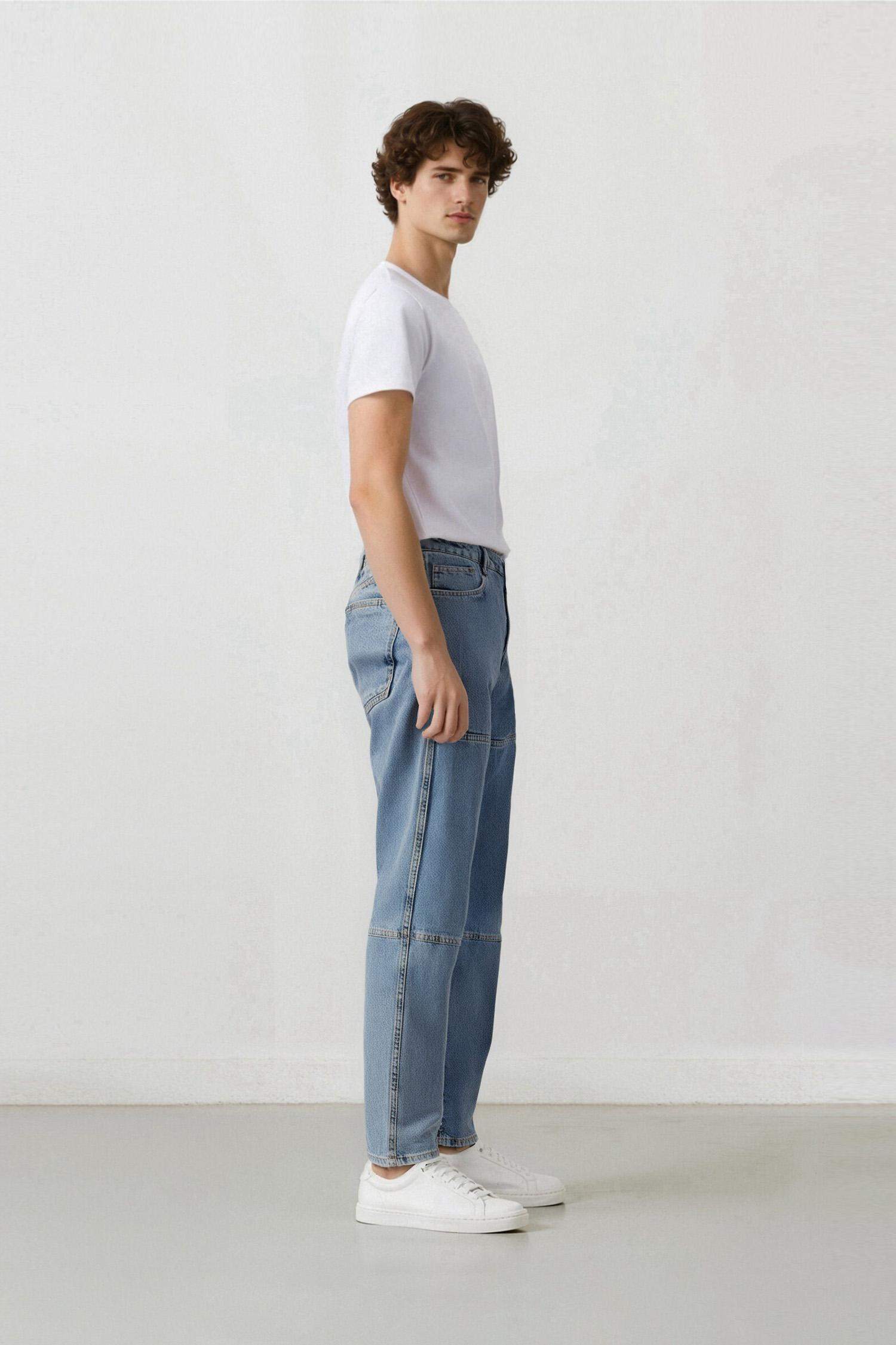 Pantalon en Jean à Coupe décontractée et jambes larges