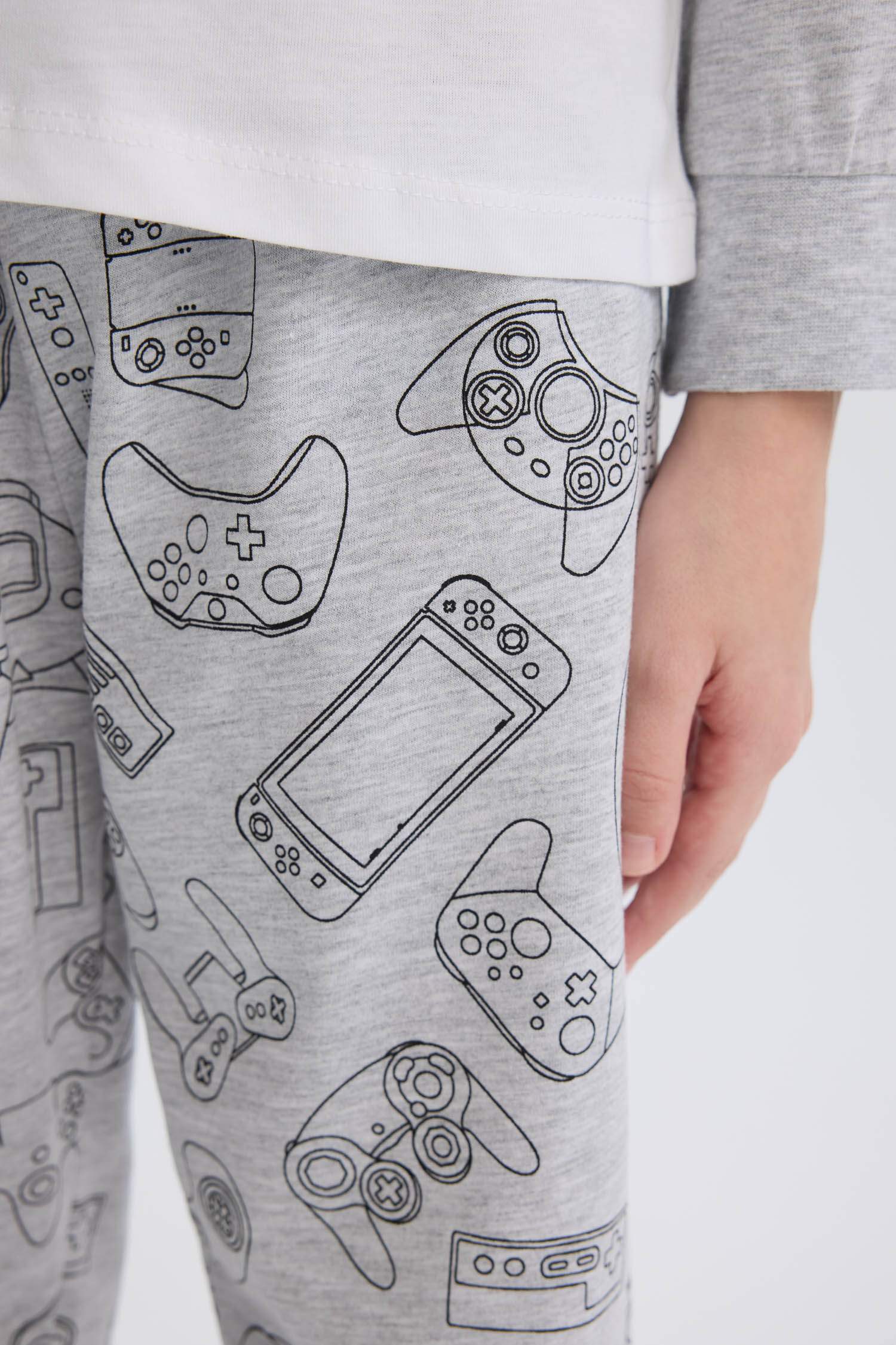 Erkek Çocuk Pijama Takımı Baskılı Uzun Kollu Üst Uzun Alt