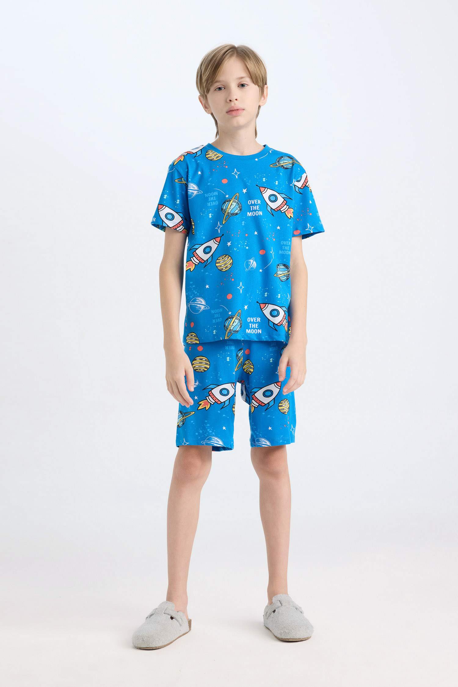 Erkek Çocuk Pijama Takımı Desenli Kısa Kollu Üst Şort