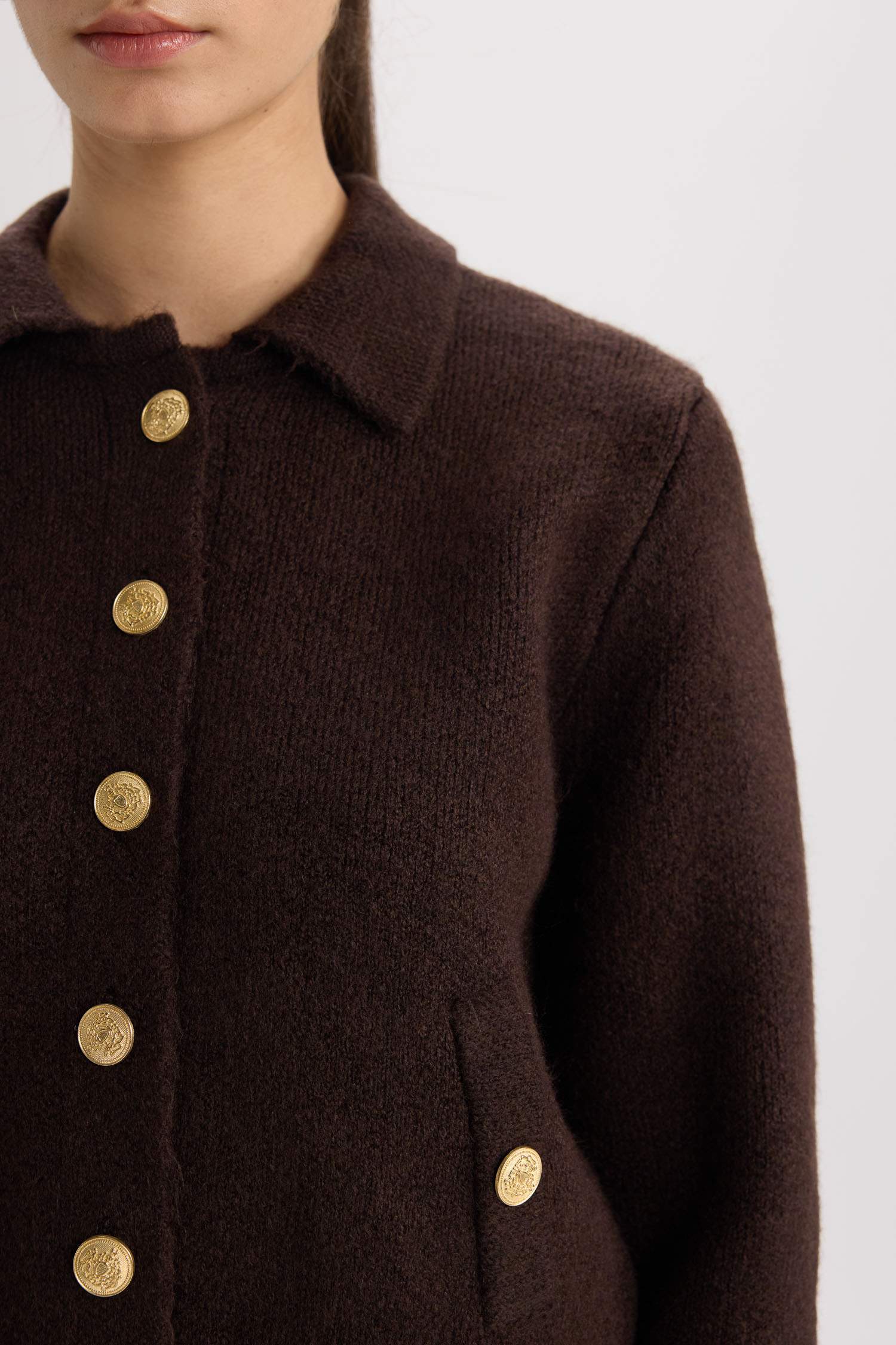 Regular Fit Polo Yaka Düğmeli Triko Hırka