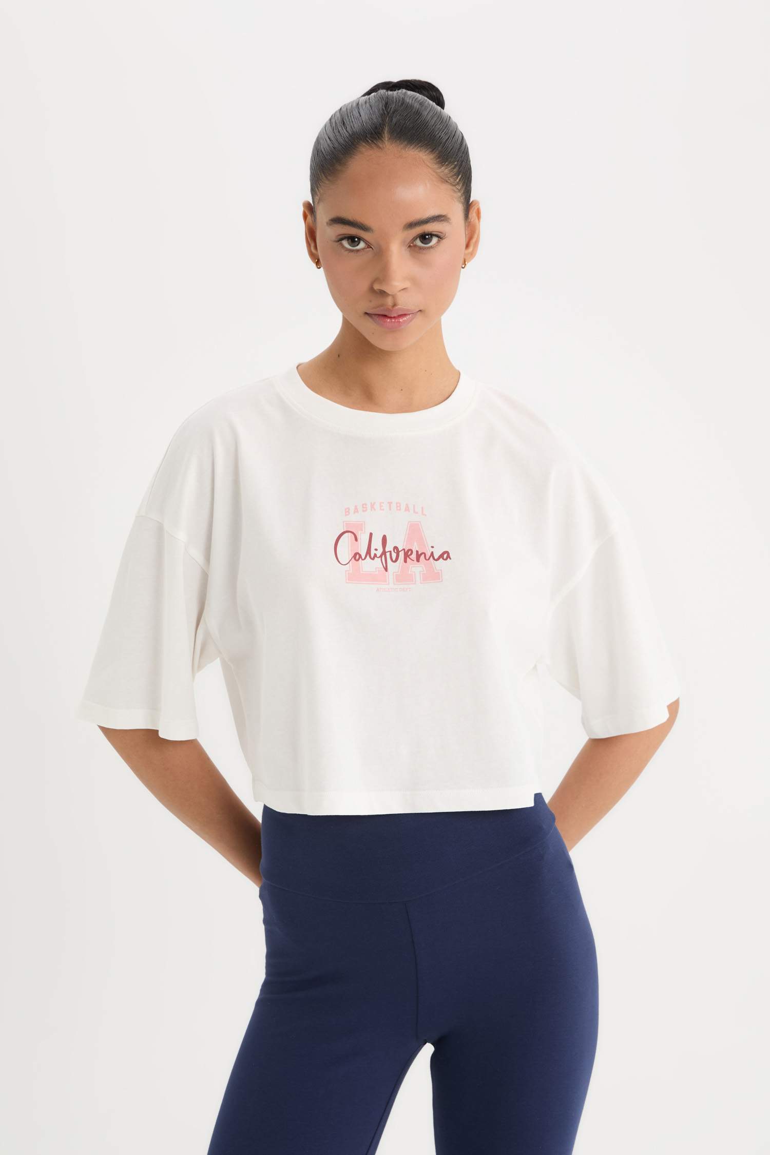 DeFactoFit Oversize Fit Printed Sports Short Sleeve T-Shirt