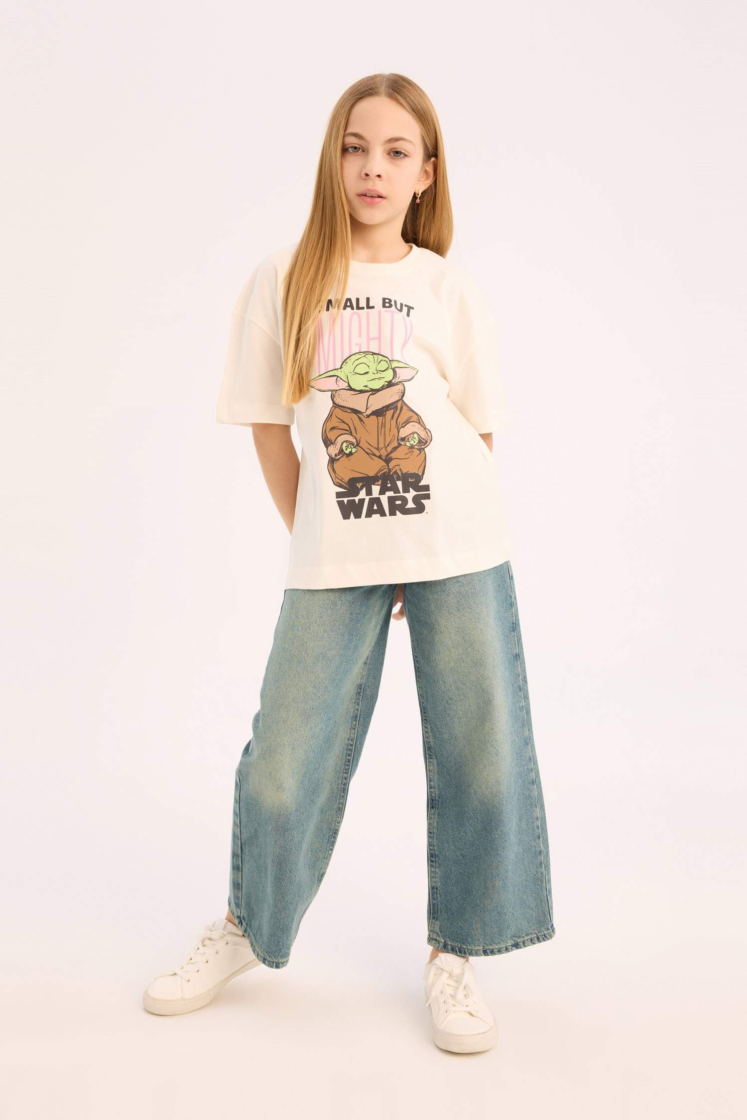 T-shirt oversize imprimé Star Wars à col rond pour fille