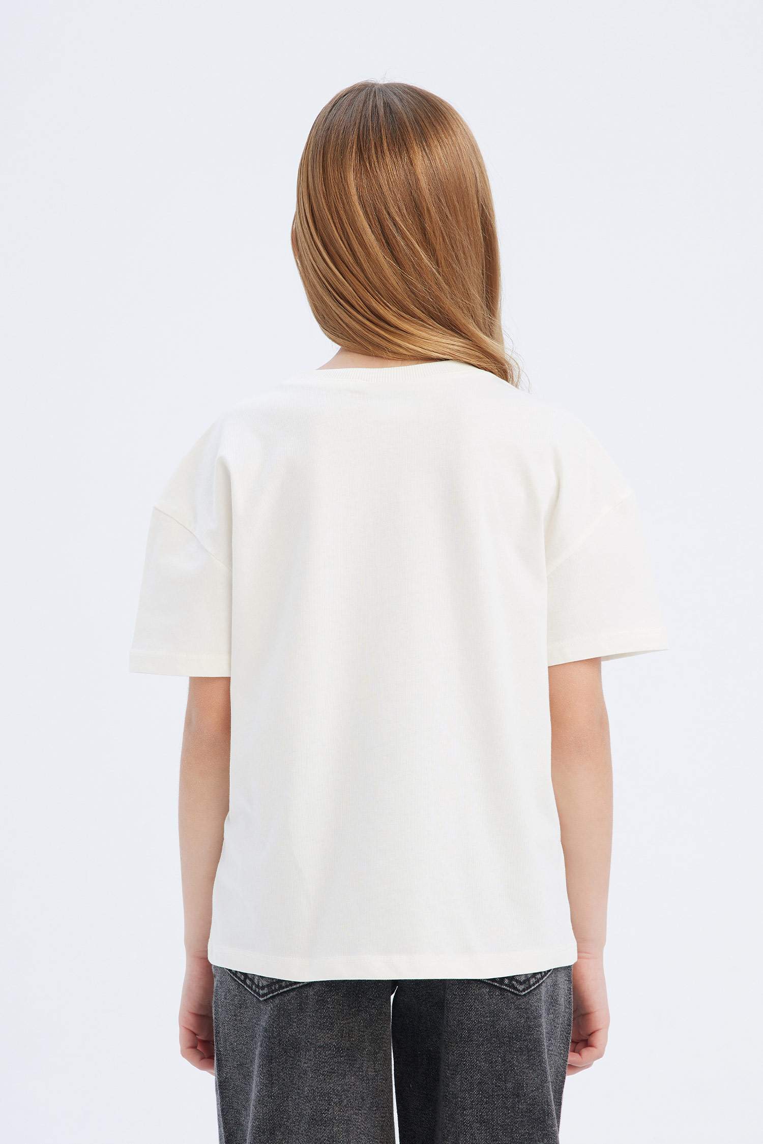 T-shirt imprimé Tom & Jerry à col rond et manches courtes pour fille