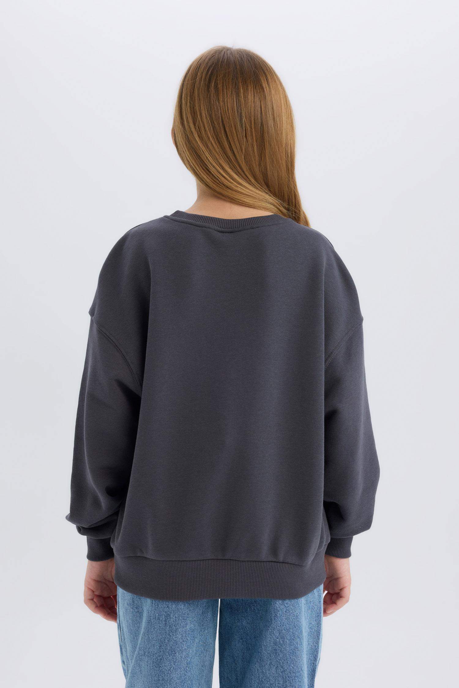 Kız Çocuk Barbie Relax Fit Bisiklet Yaka Sweatshirt