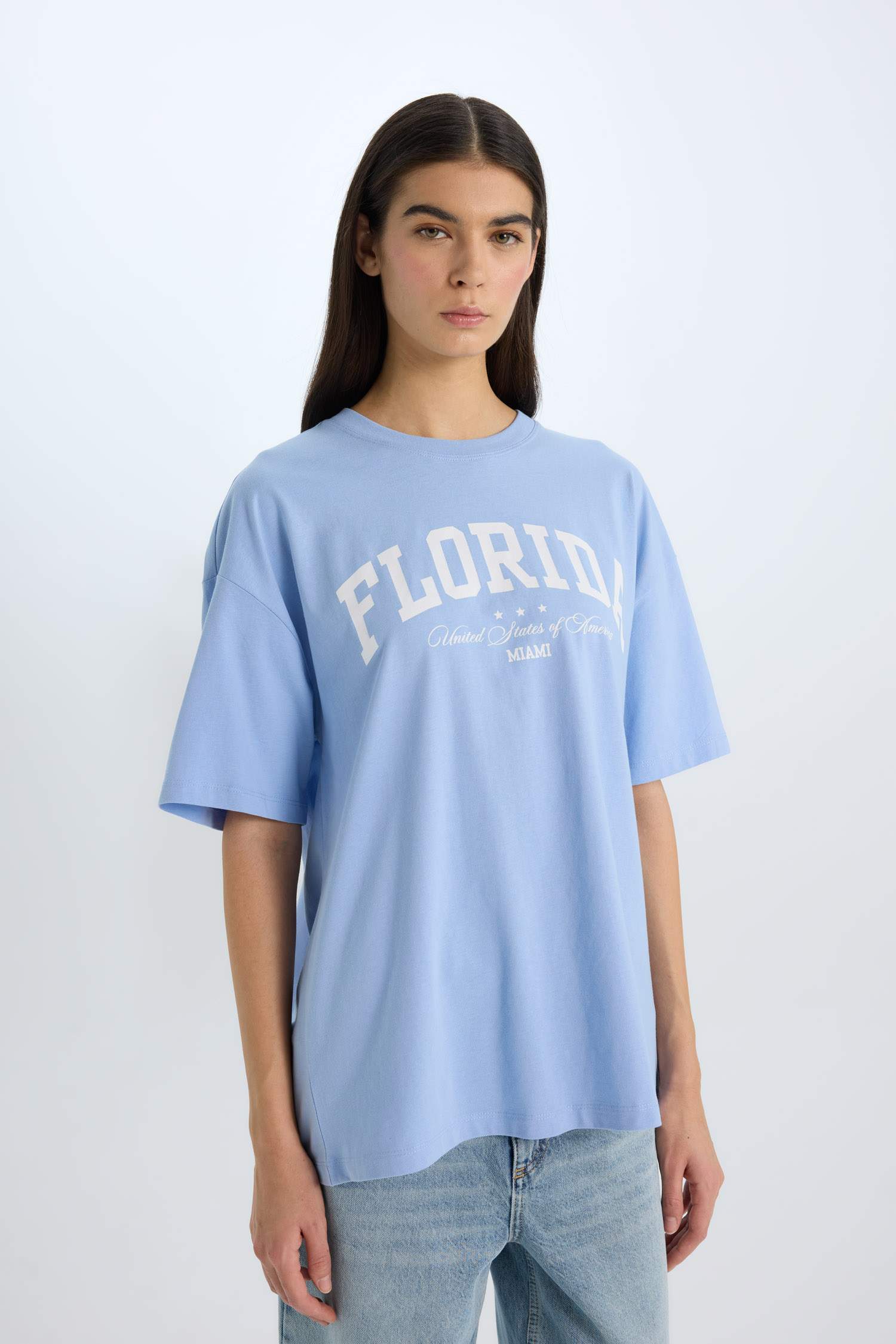 Oversize Fit Crew Neck Printed Casual T-Shirt