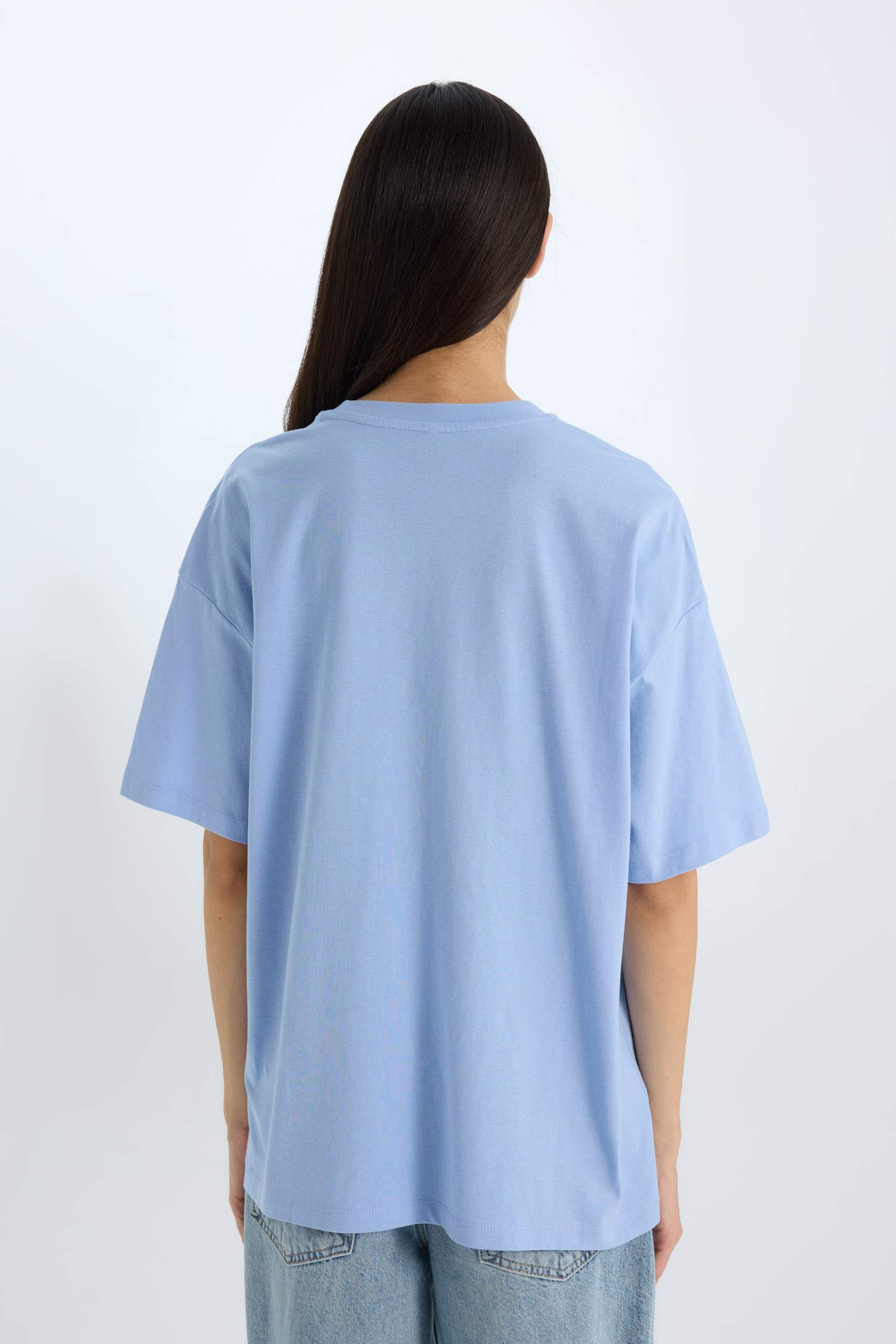 Oversize Fit Crew Neck Printed Casual T-Shirt