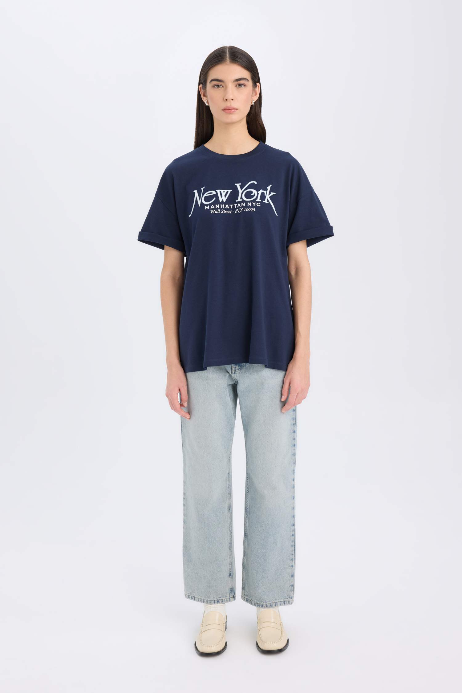 Oversize Fit Crew Neck Printed Short Sleeve T-Shirt