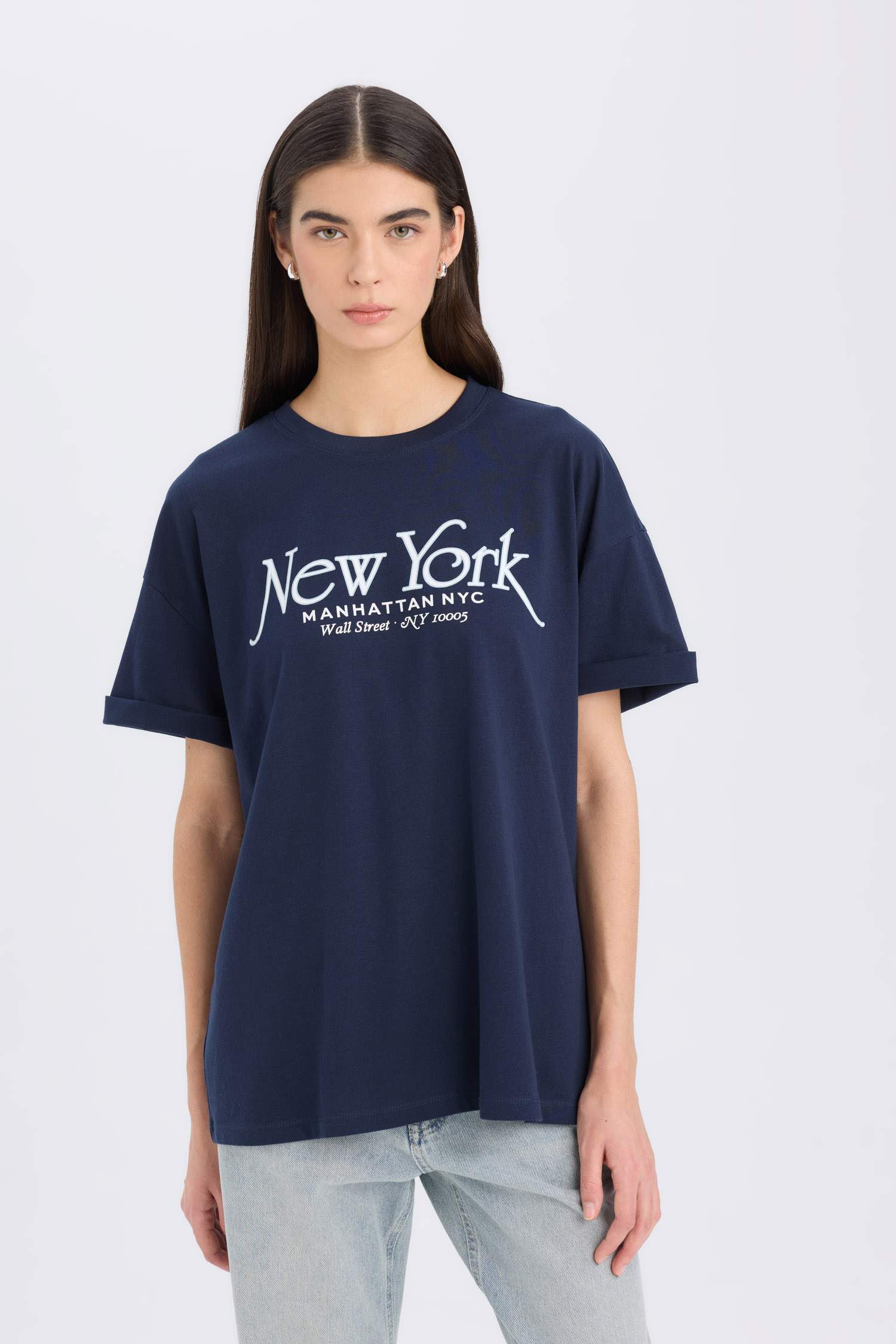 Oversize Fit Crew Neck Printed Short Sleeve T-Shirt