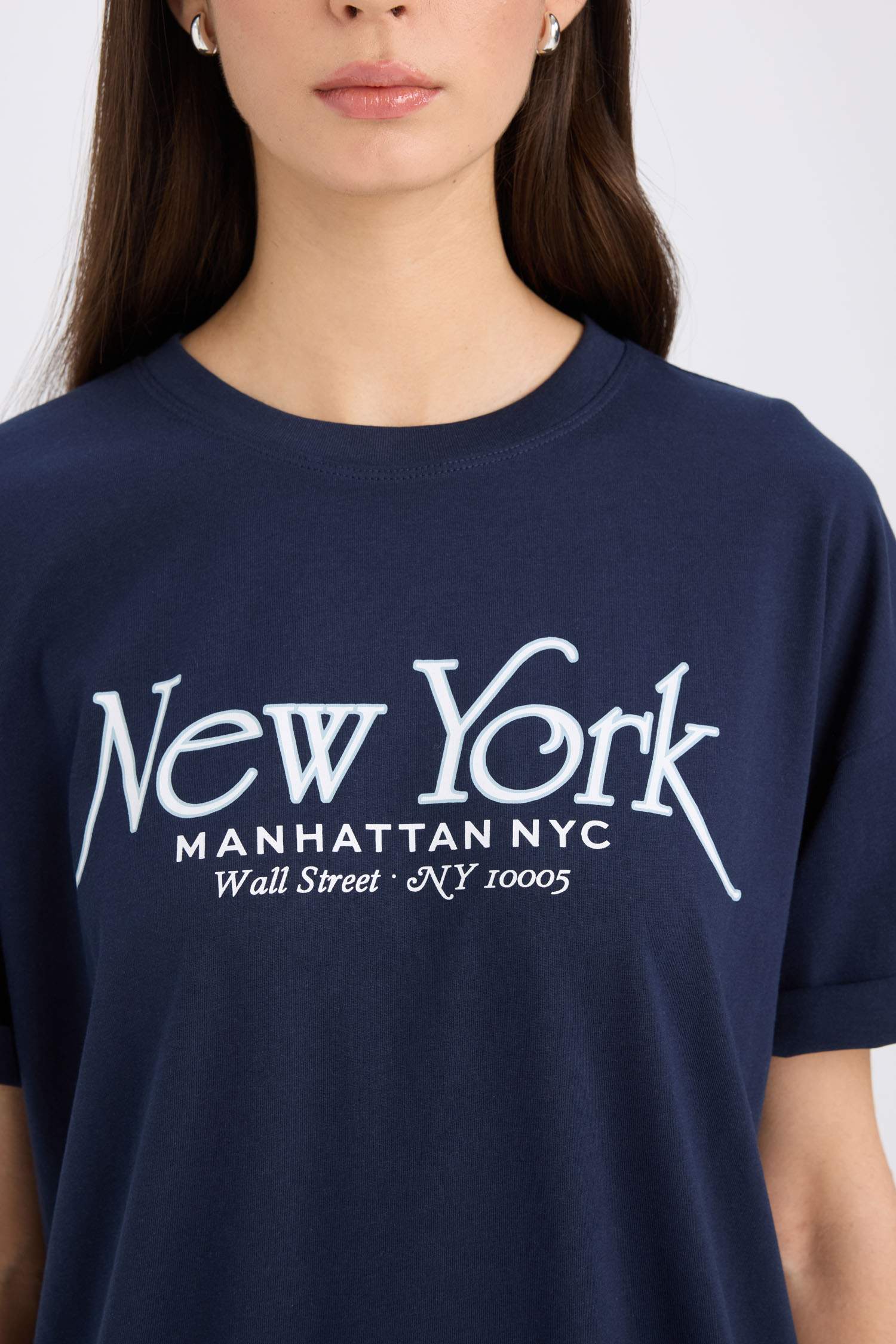 Oversize Fit Crew Neck Printed Short Sleeve T-Shirt