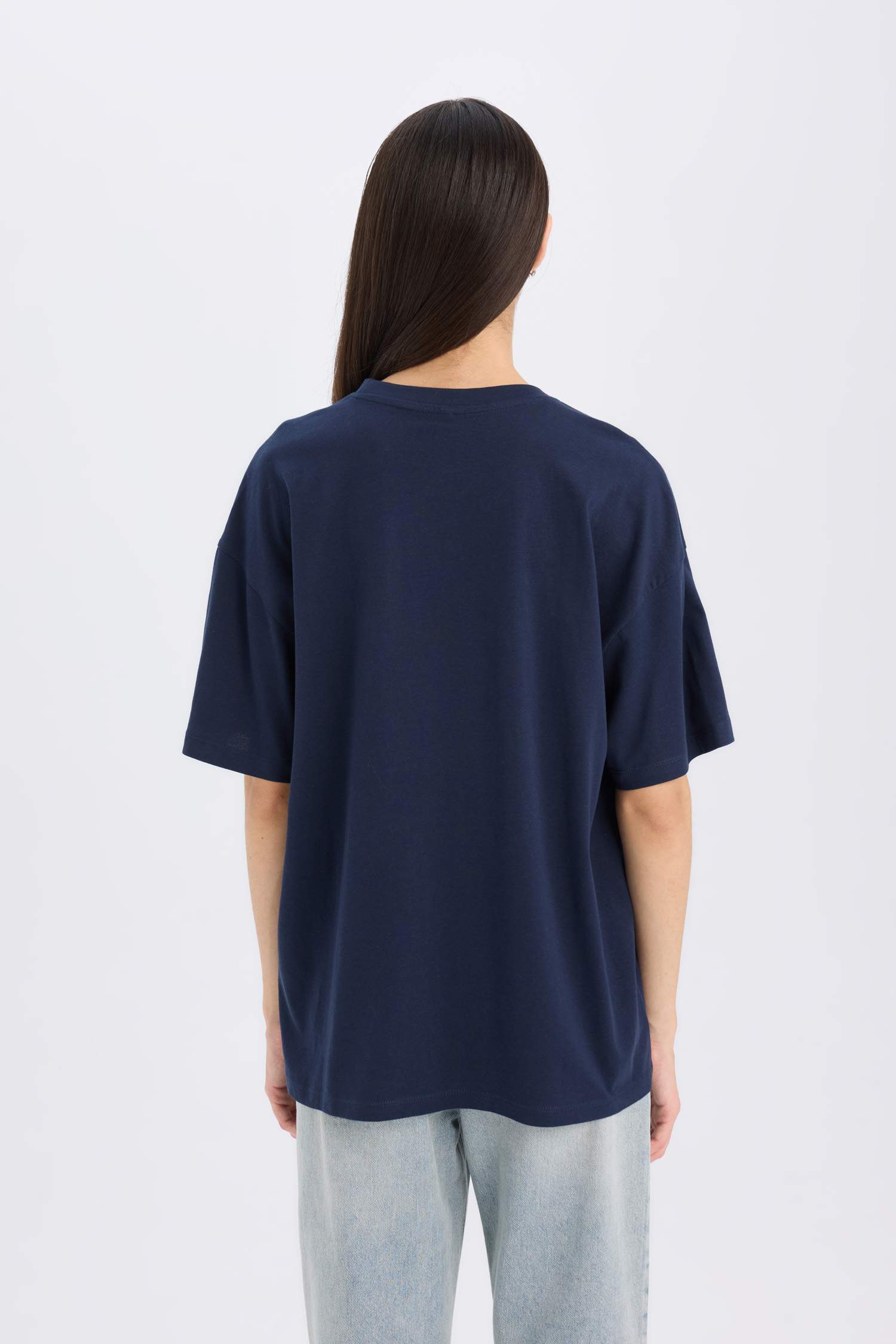 Oversize Fit Crew Neck Printed Short Sleeve T-Shirt