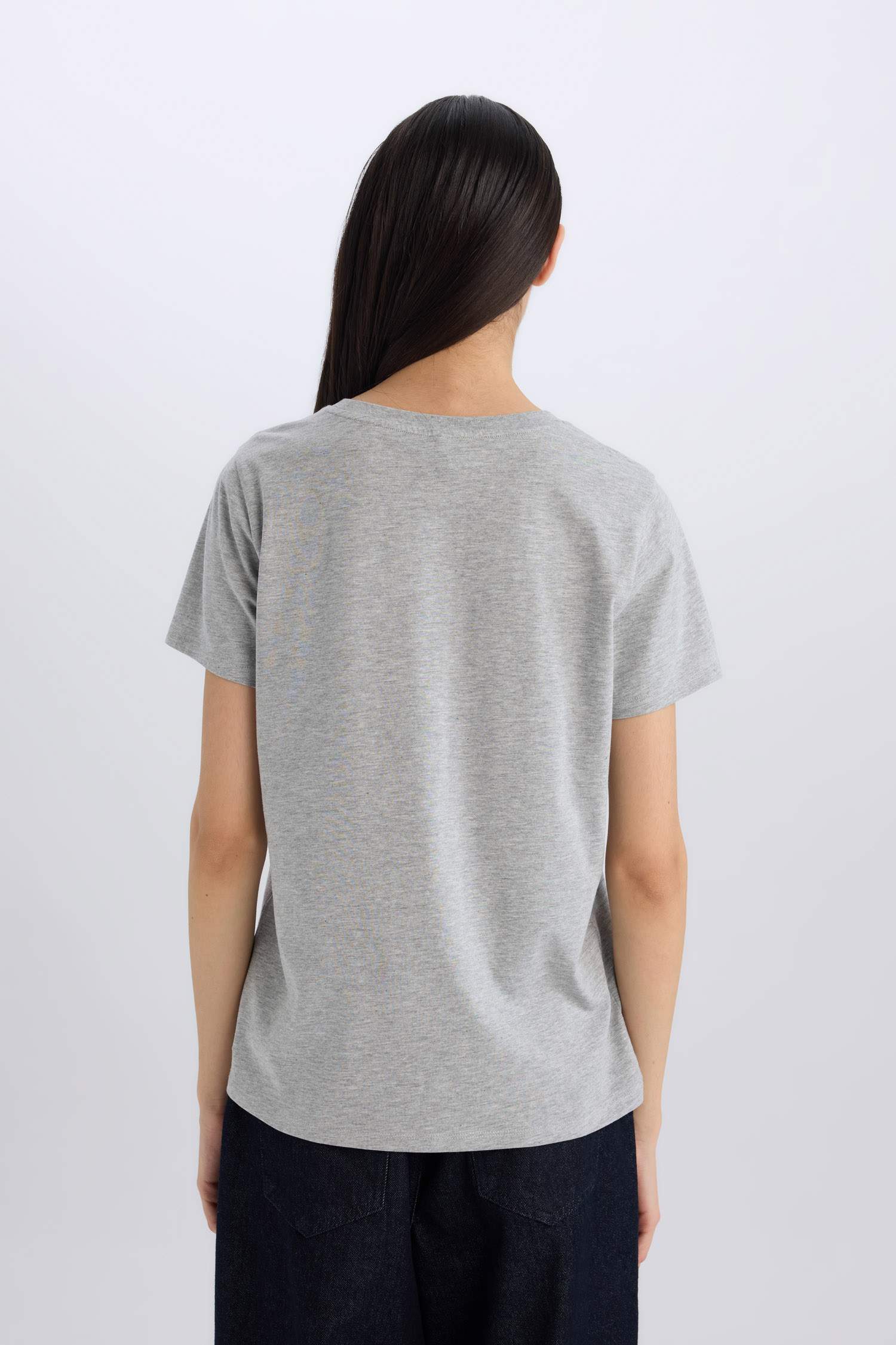 Regular Fit Crew Neck Owl Pattern Short Sleeve T-Shirt