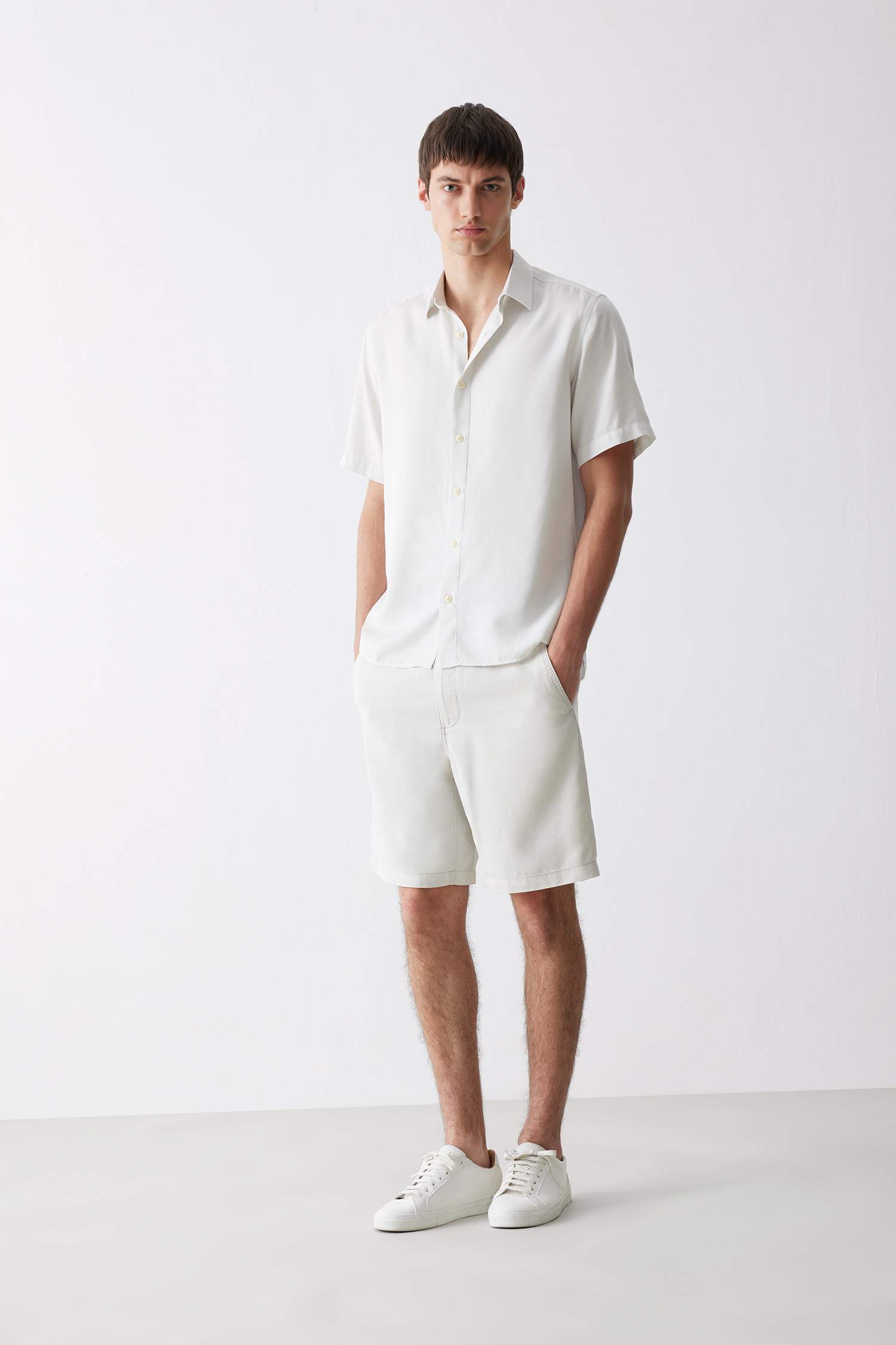 Chemise en coton à manches courtes Coupe décontractée