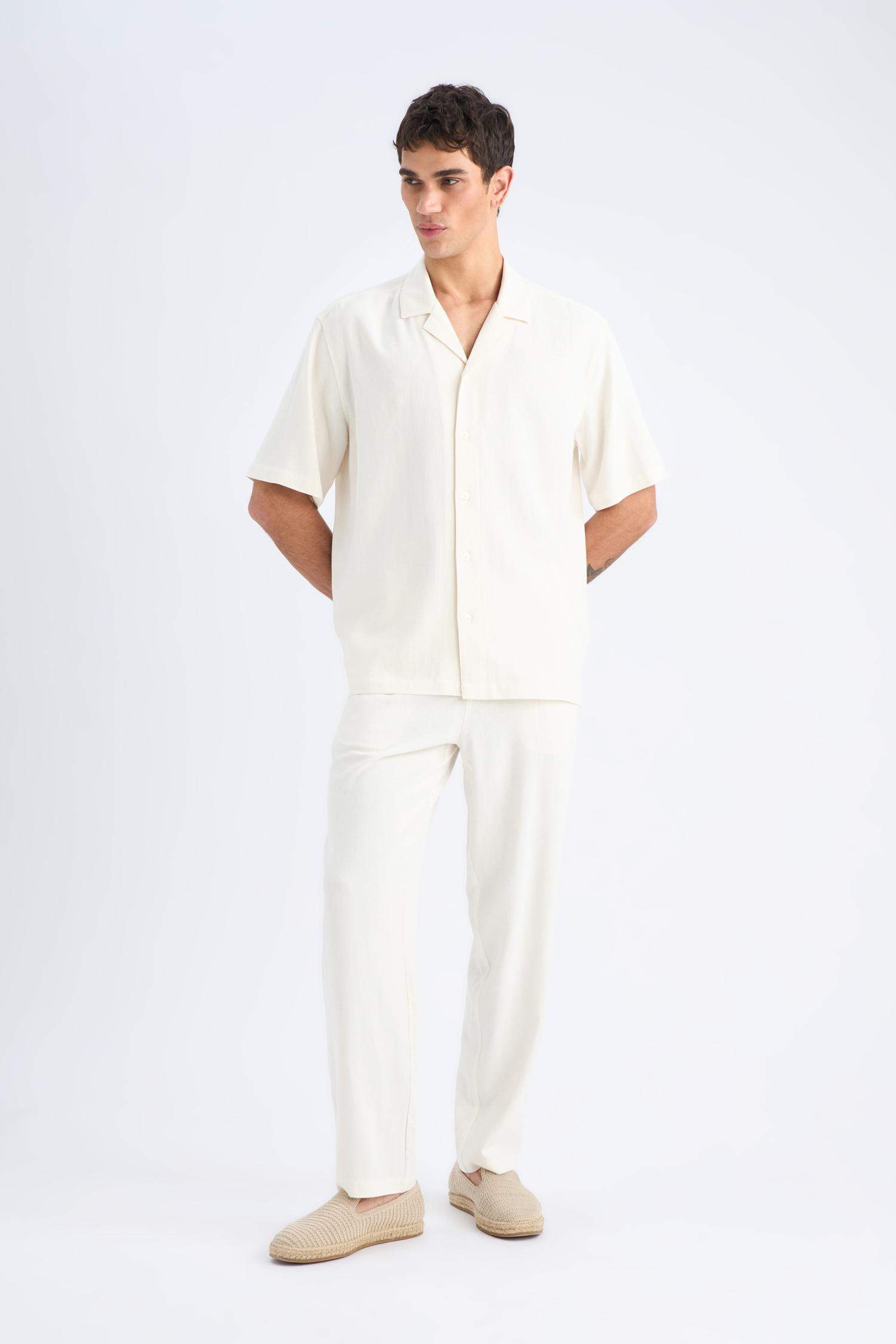 Chemise en coton à manches courtes Coupe décontractée