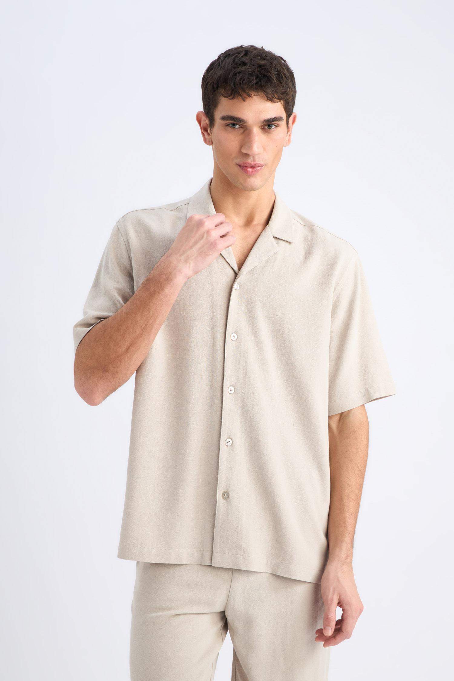 Relax Fit Resort Neck Cotton Short Sleeve Shirt