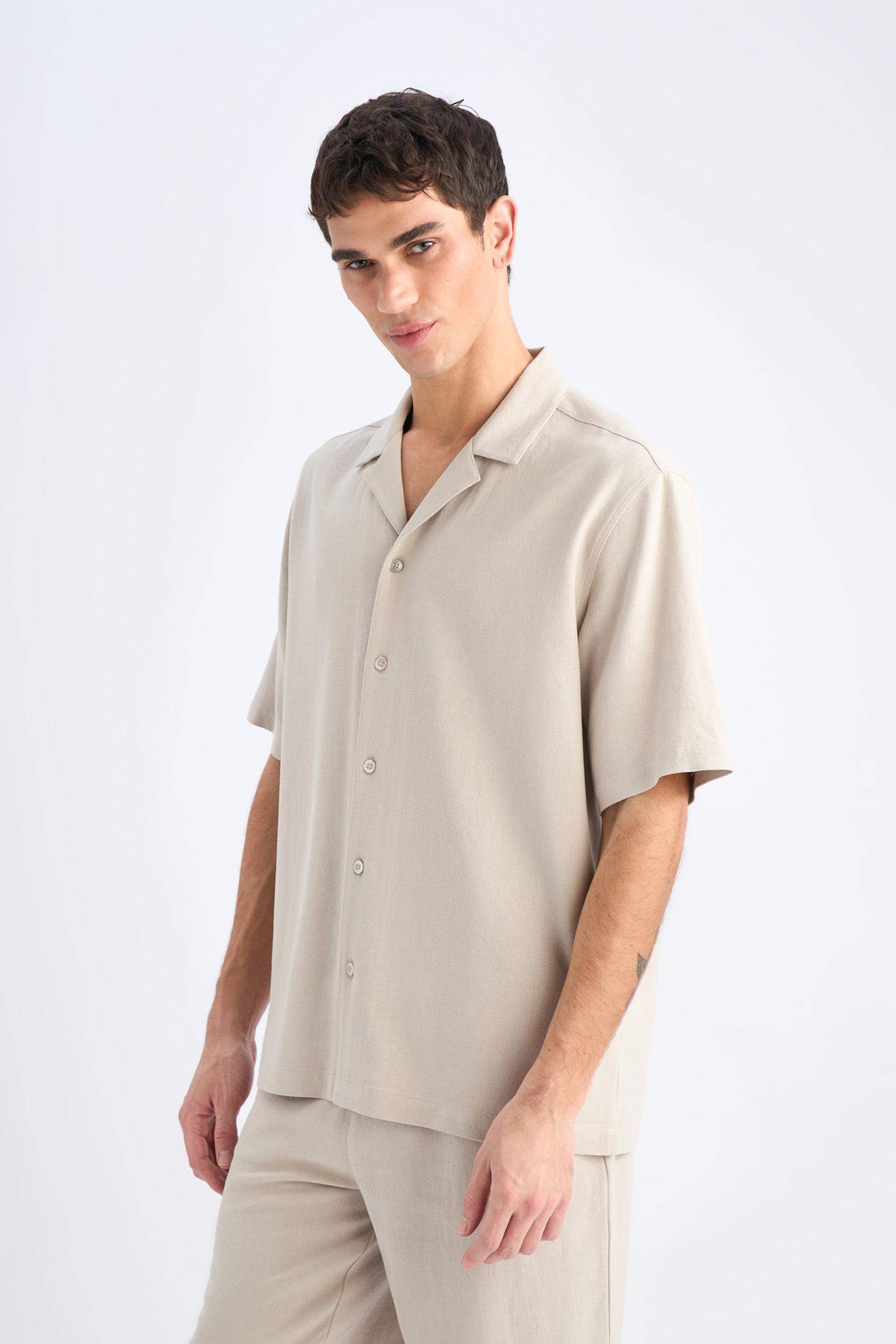 Relax Fit Resort Neck Cotton Short Sleeve Shirt