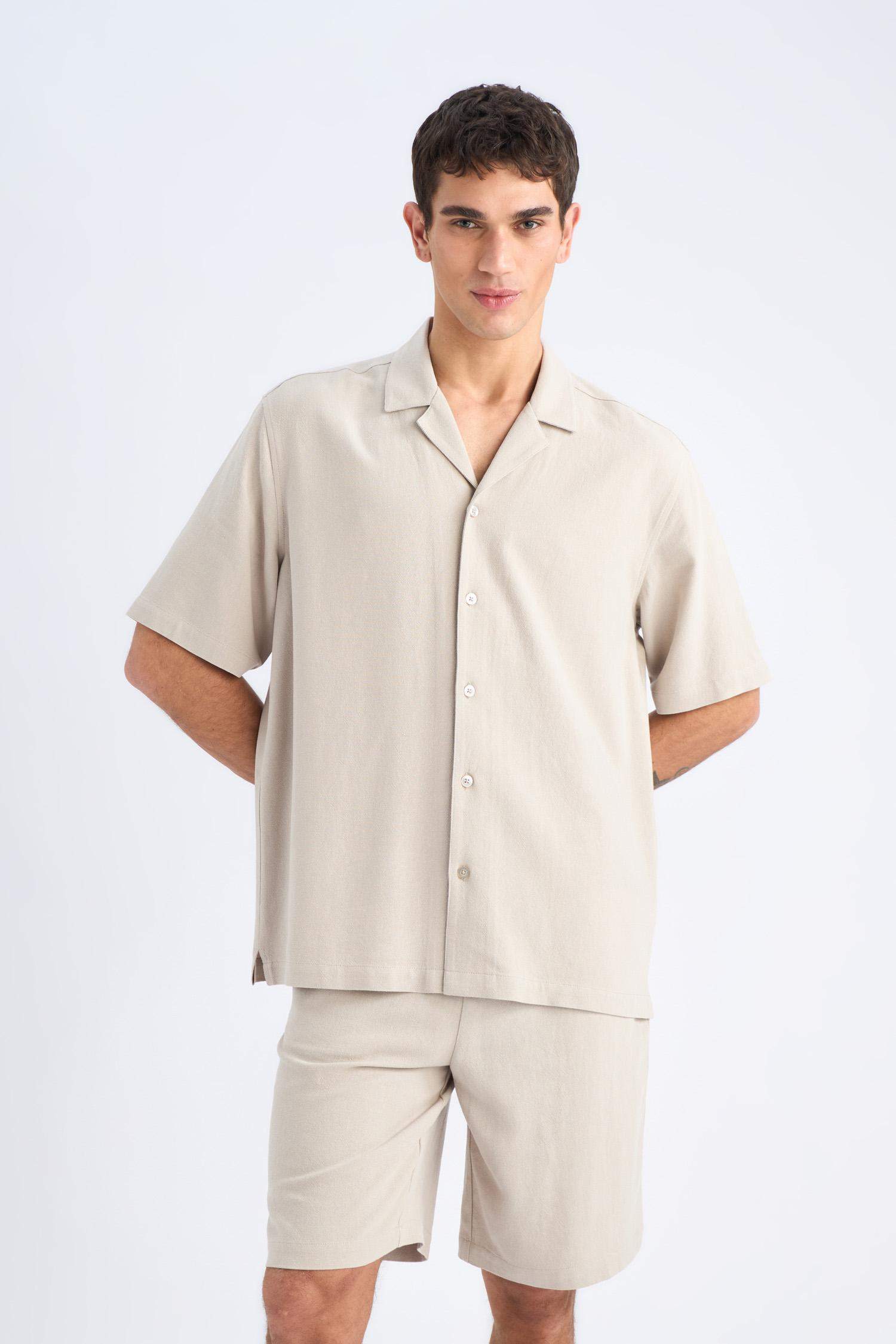Relax Fit Resort Neck Cotton Short Sleeve Shirt