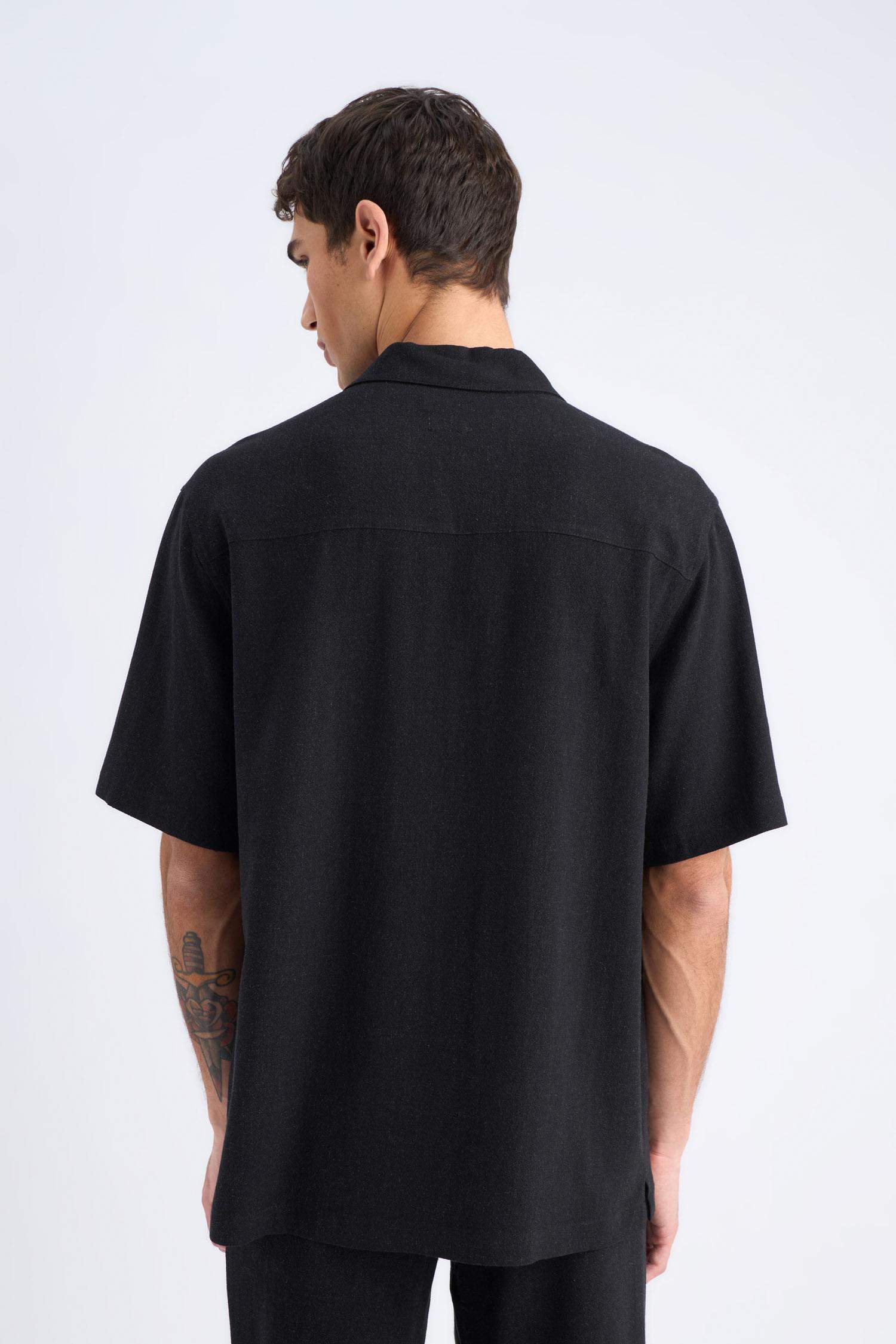 Chemise en coton à manches courtes Coupe décontractée