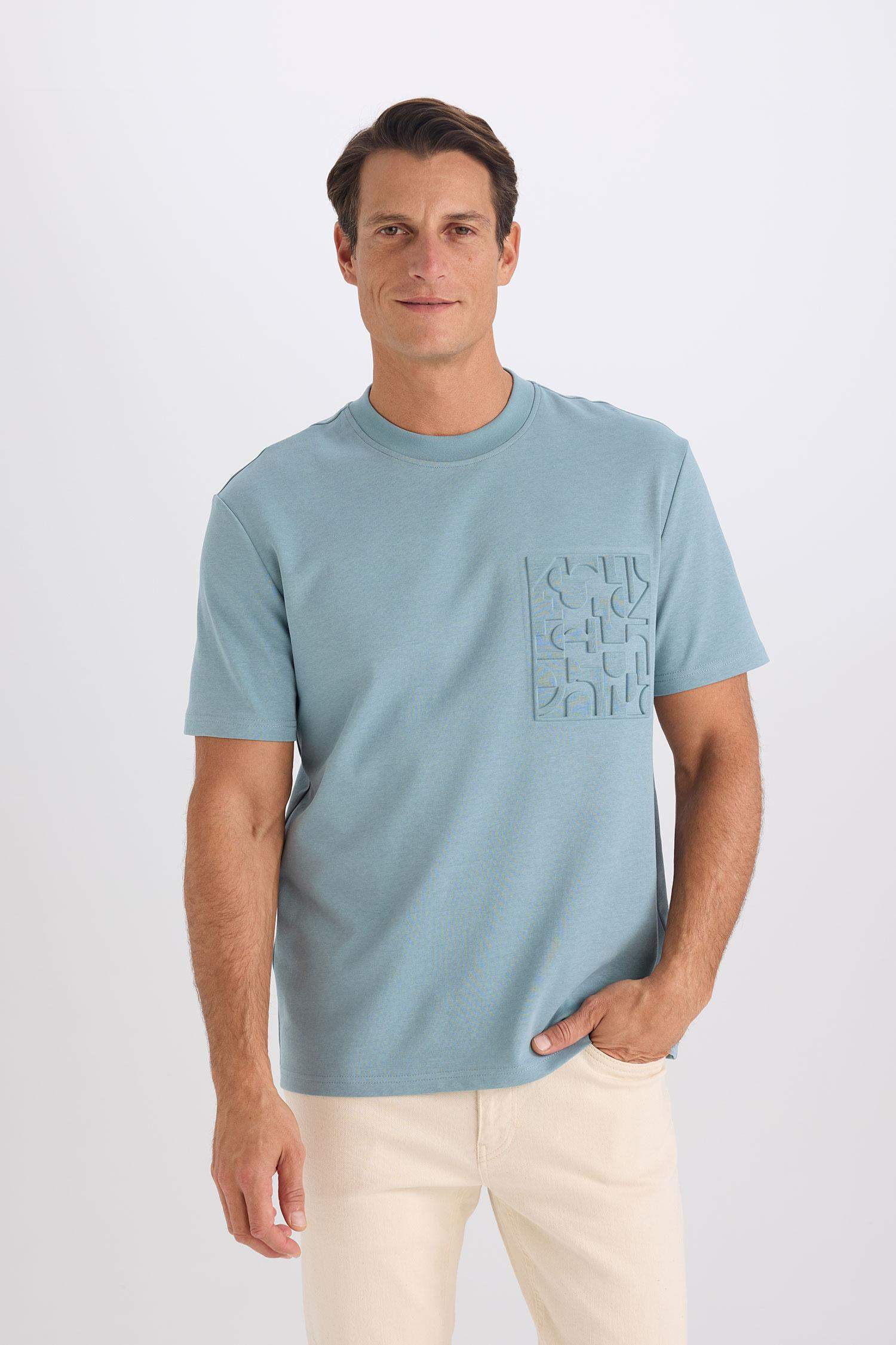 Regular Fit Bisiklet Yaka Kısa Kollu Ağır Kumaş Tişört