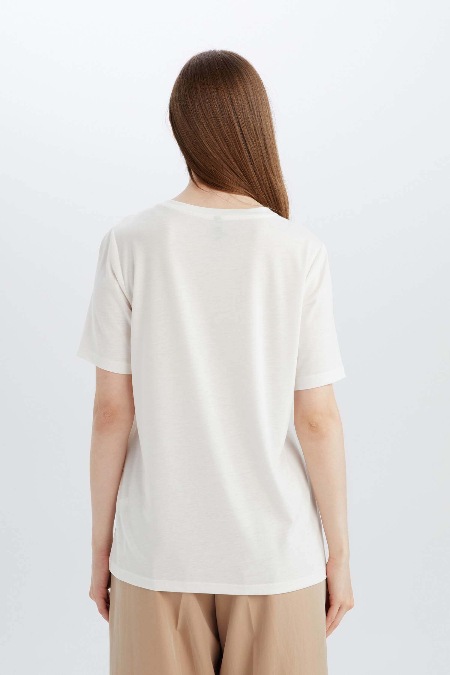 Regular Fit Bisiklet Yaka Leopar Baskılı Kısa Kollu Tişört