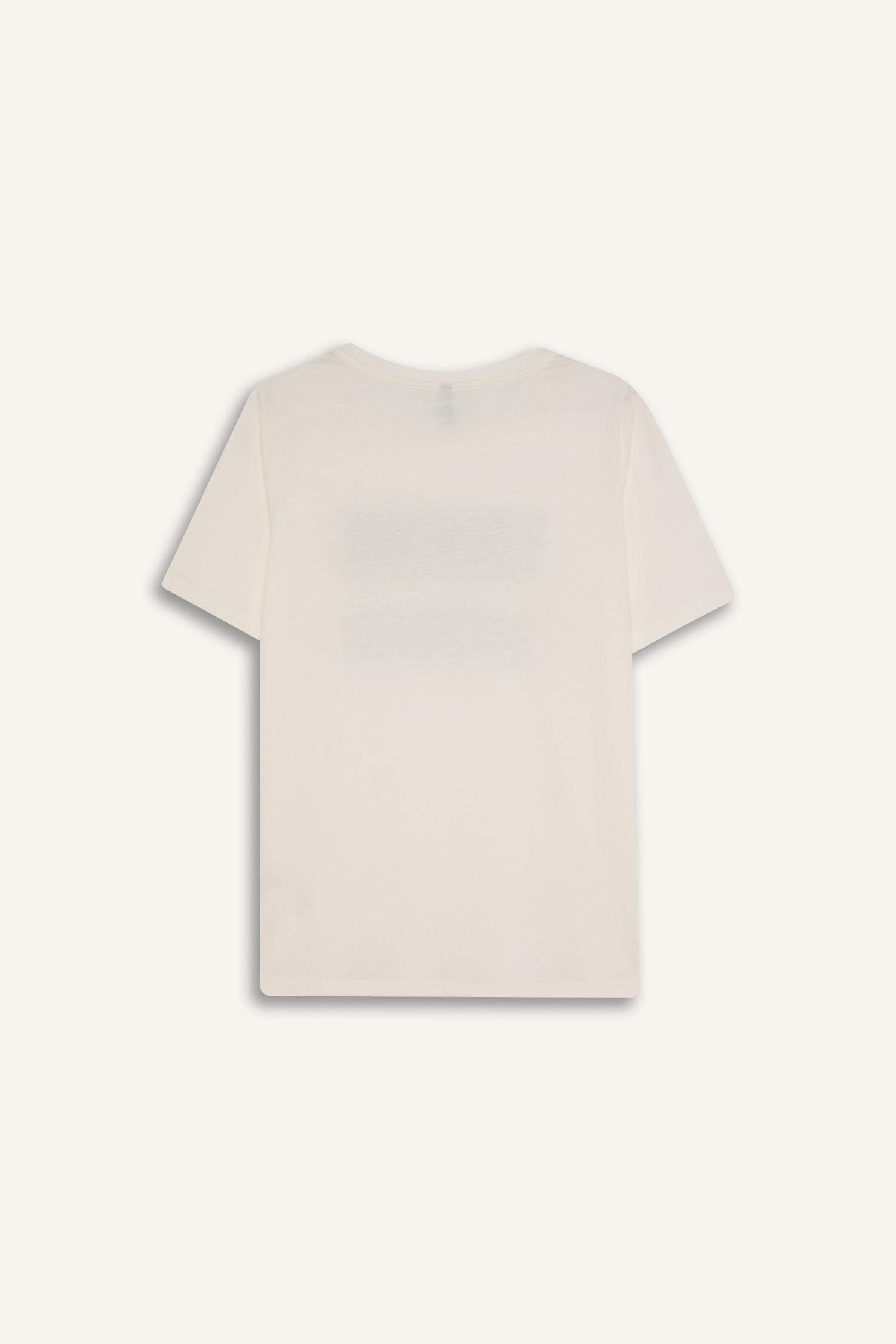 Regular Fit Bisiklet Yaka Leopar Baskılı Kısa Kollu Tişört