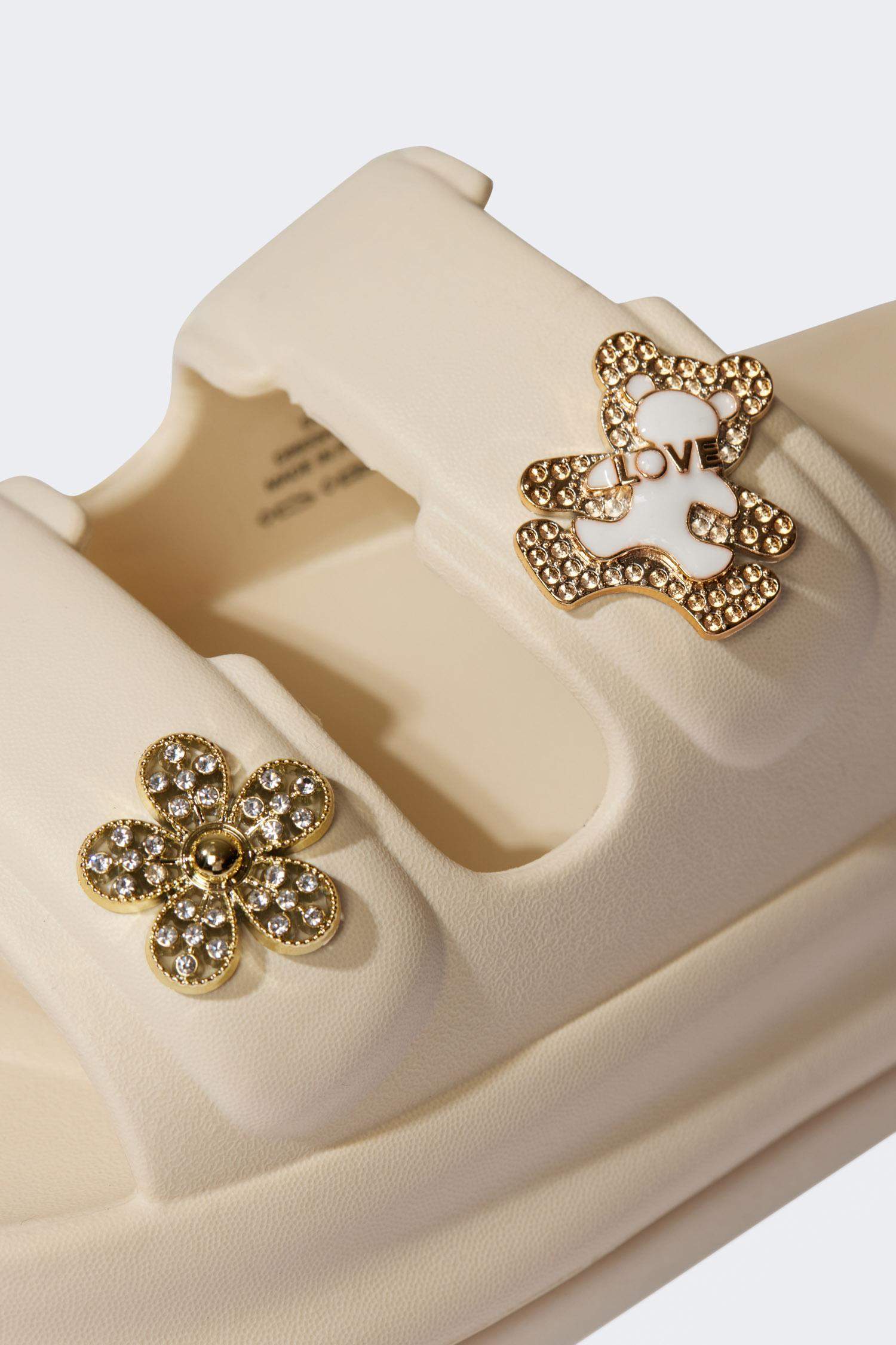 شبشب حريمي إيفا بكعب مسطح بشريط مزدوج بيج