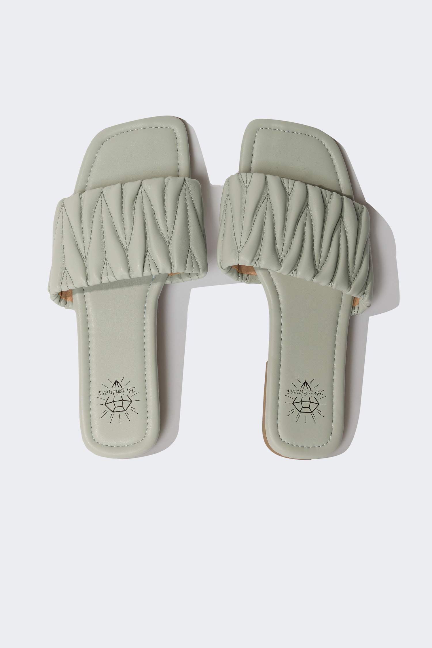 Woman Flat Sole Faux Leather Slippers