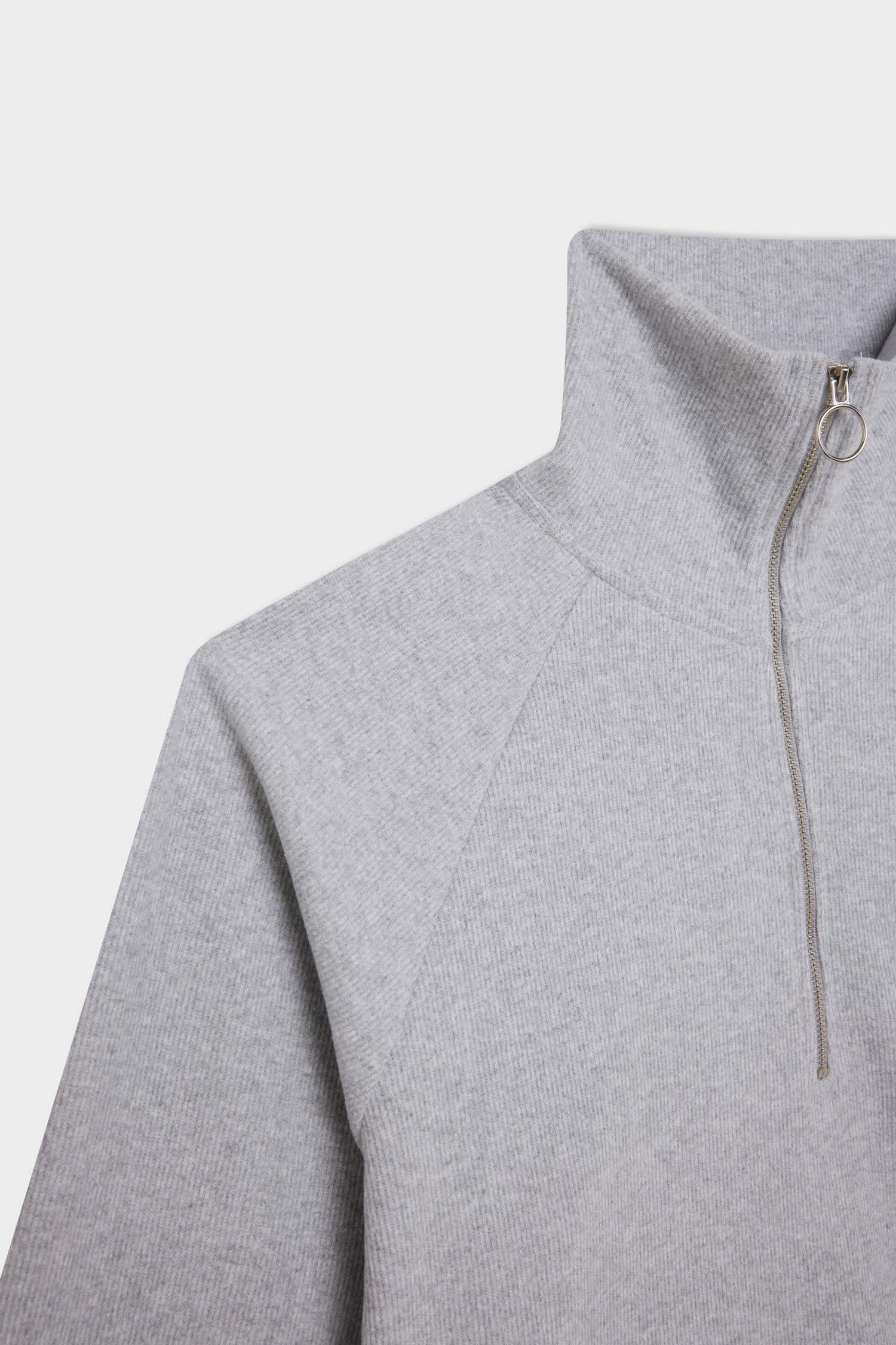 Regular Fit Yarım Fermuarlı Dik Yaka Basic Düz Sweatshirt