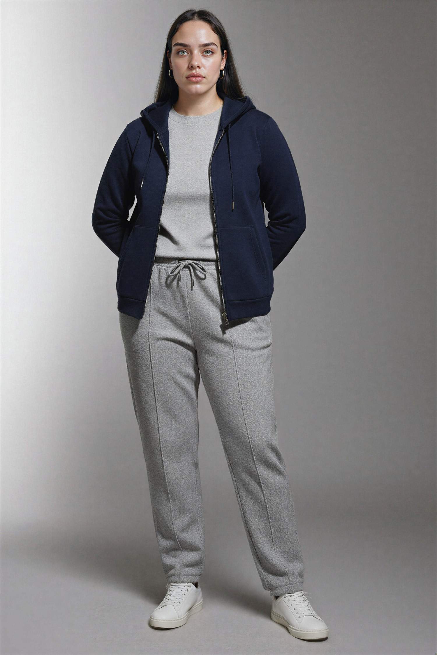 Regular Fit Pantolon Beli Lastikli Basic Düz Bağcıklı Cepli Paça Katlamalı Uzun Boy