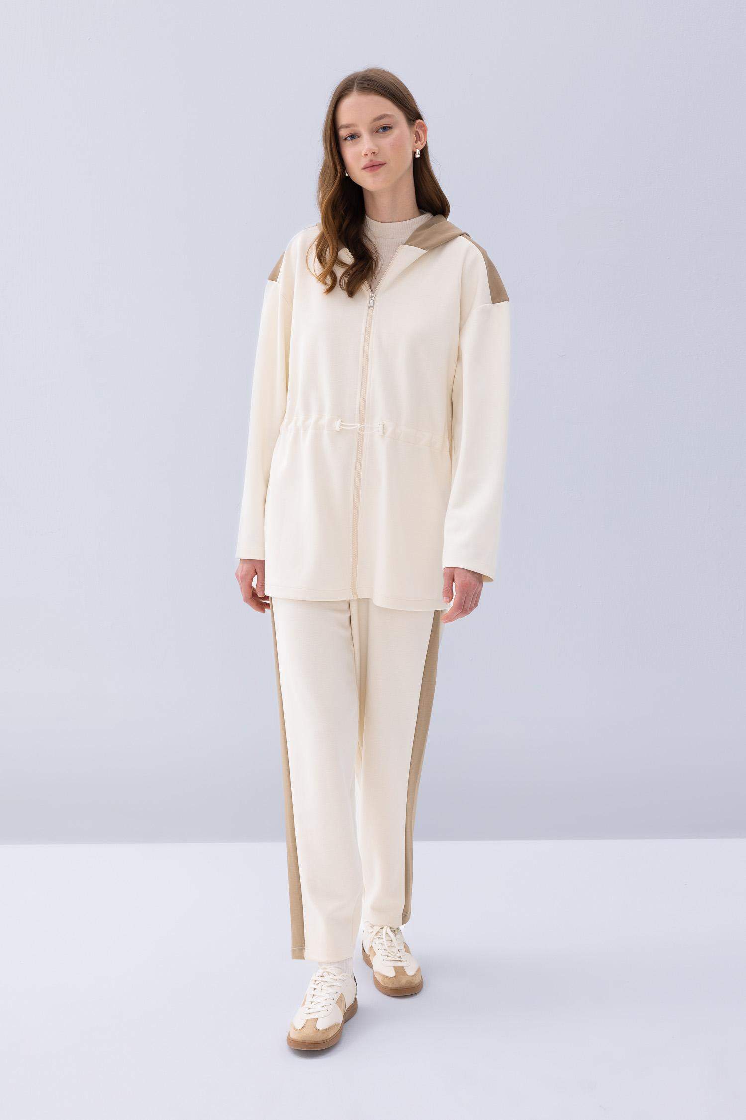 Beli Lastikli Yan Şeritli Harem Pantolon