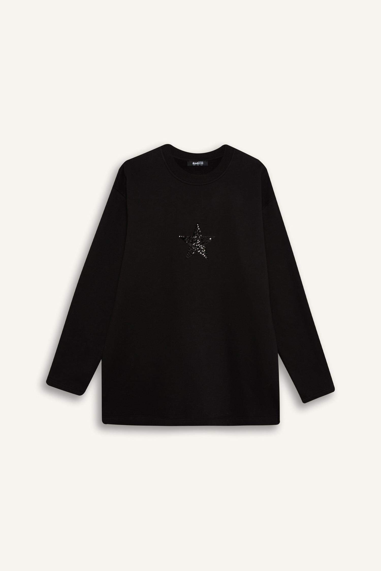 سويت تونيك قماش رقيق مطبوعة قصة مريحة بياقة مستديرة ببطانة ناعمة