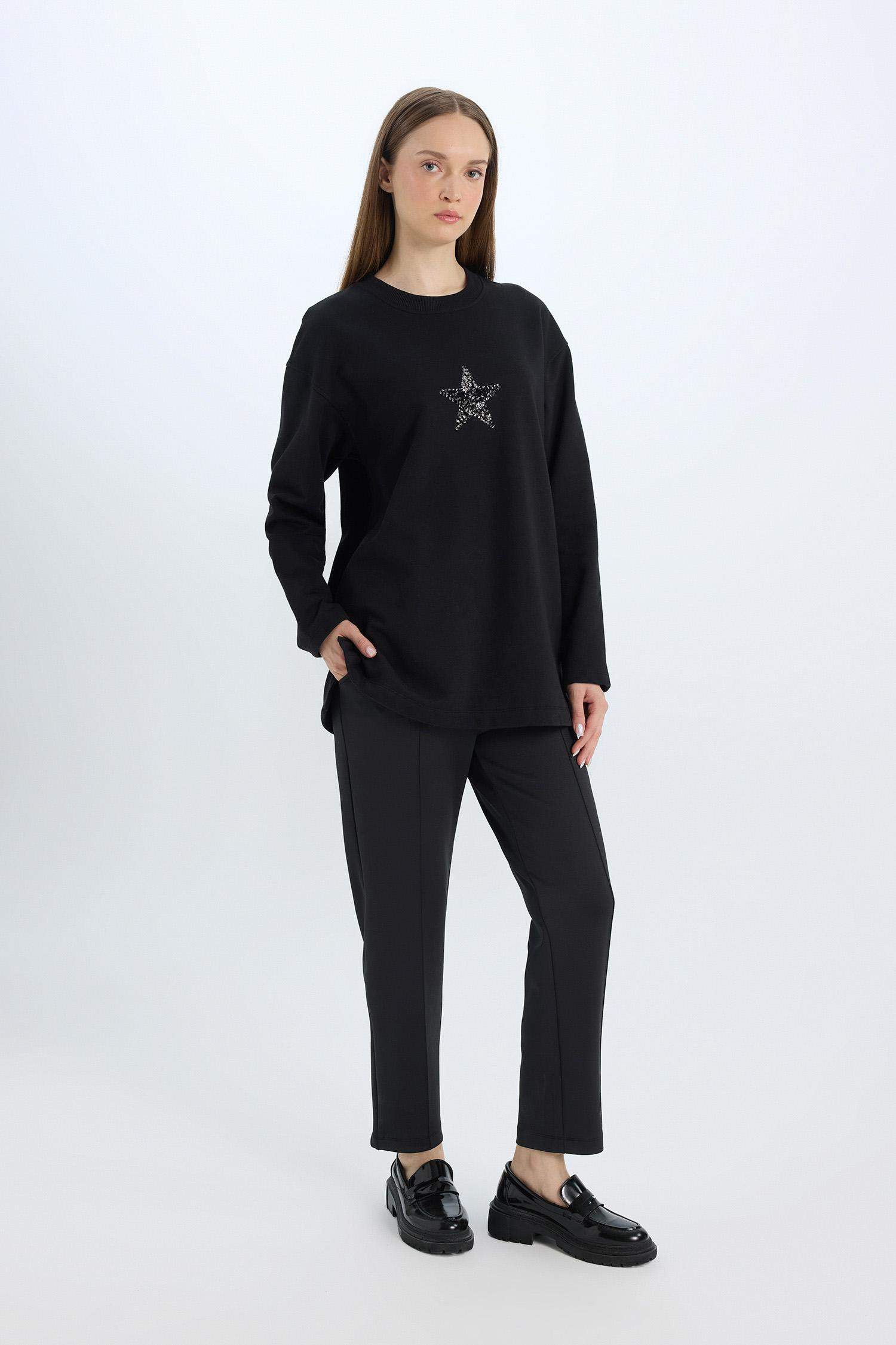 Regular Fit Cepli Pensli Skuba Dalgıç Kumaş Beli Lastikli Pantolon