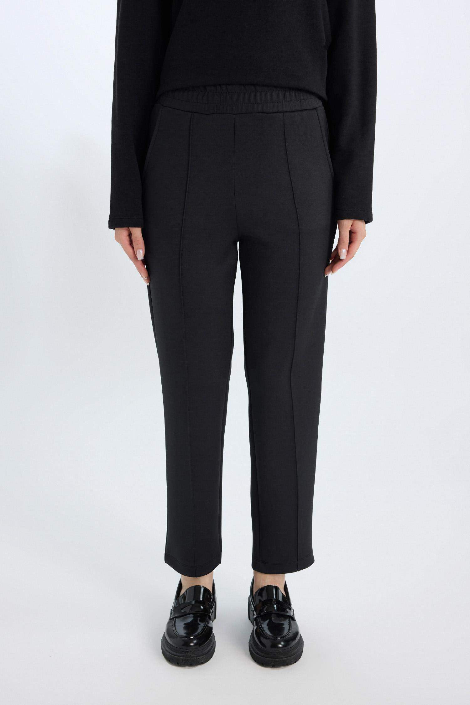 Regular Fit Cepli Pensli Skuba Dalgıç Kumaş Beli Lastikli Pantolon