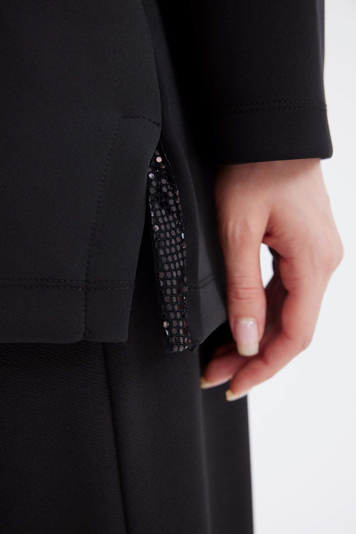 Relax Fit Skuba Dalgıç Kumaş Uzun Kollu Tunik