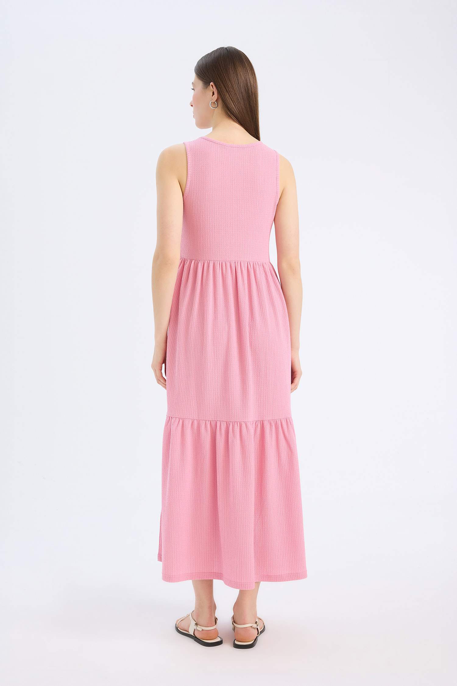 дөңгелек жаға жеңсіз Қысқа жеңді трикотаж көйлек