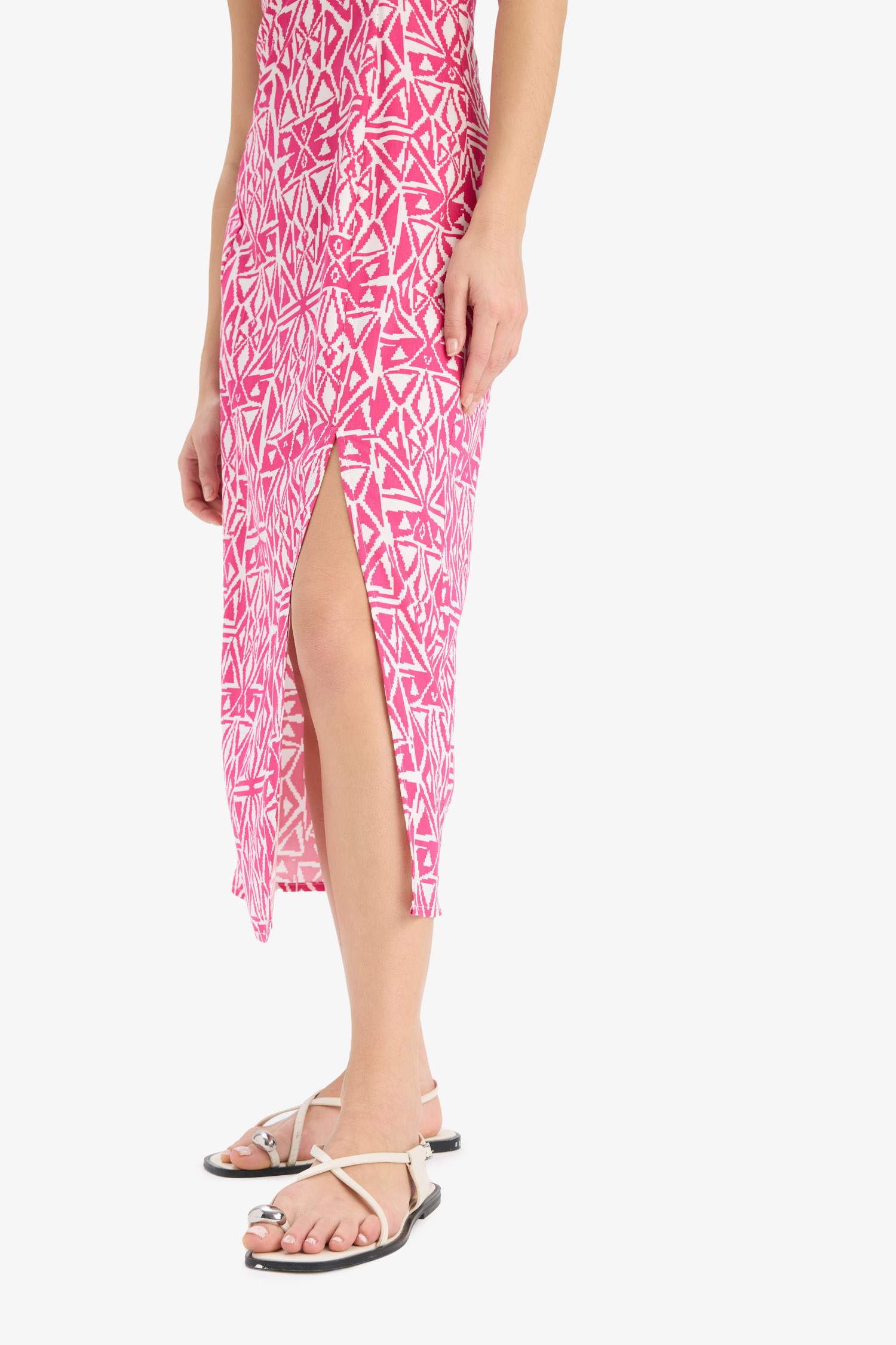 тік басып шығарылған дөңгелек жаға жеңсіз Қысқа жеңді тоқылған көйлек