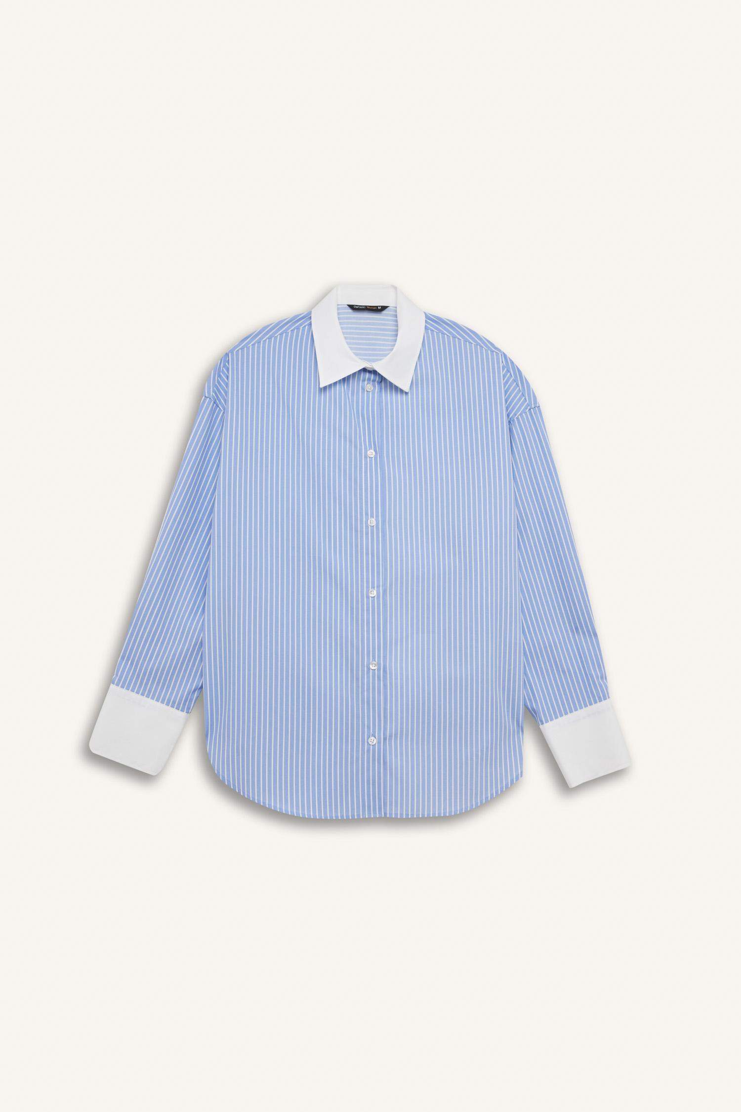 Oversize Geniş Kalıp Çizgili Poplin Uzun Kollu Gömlek