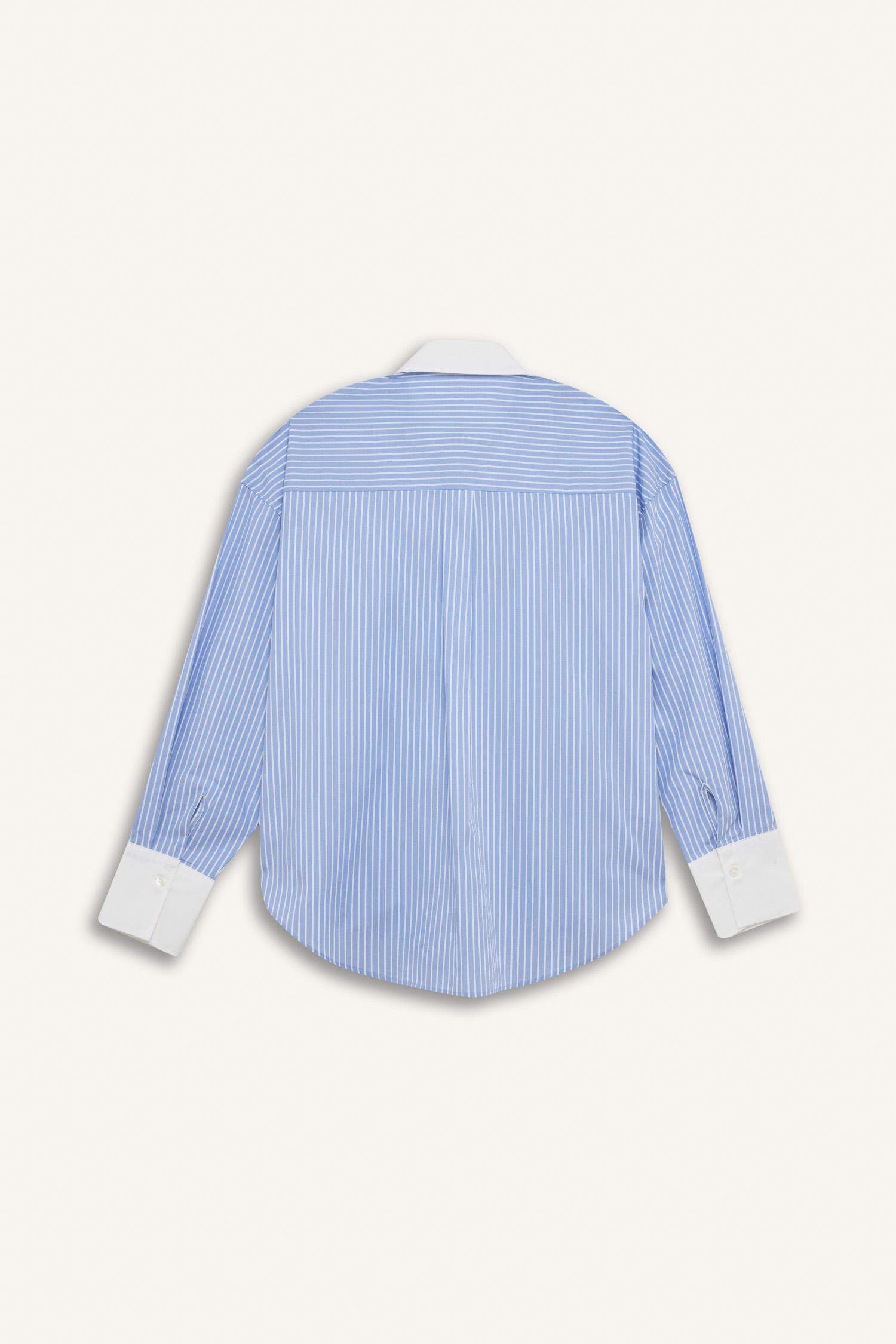 Oversize Geniş Kalıp Çizgili Poplin Uzun Kollu Gömlek