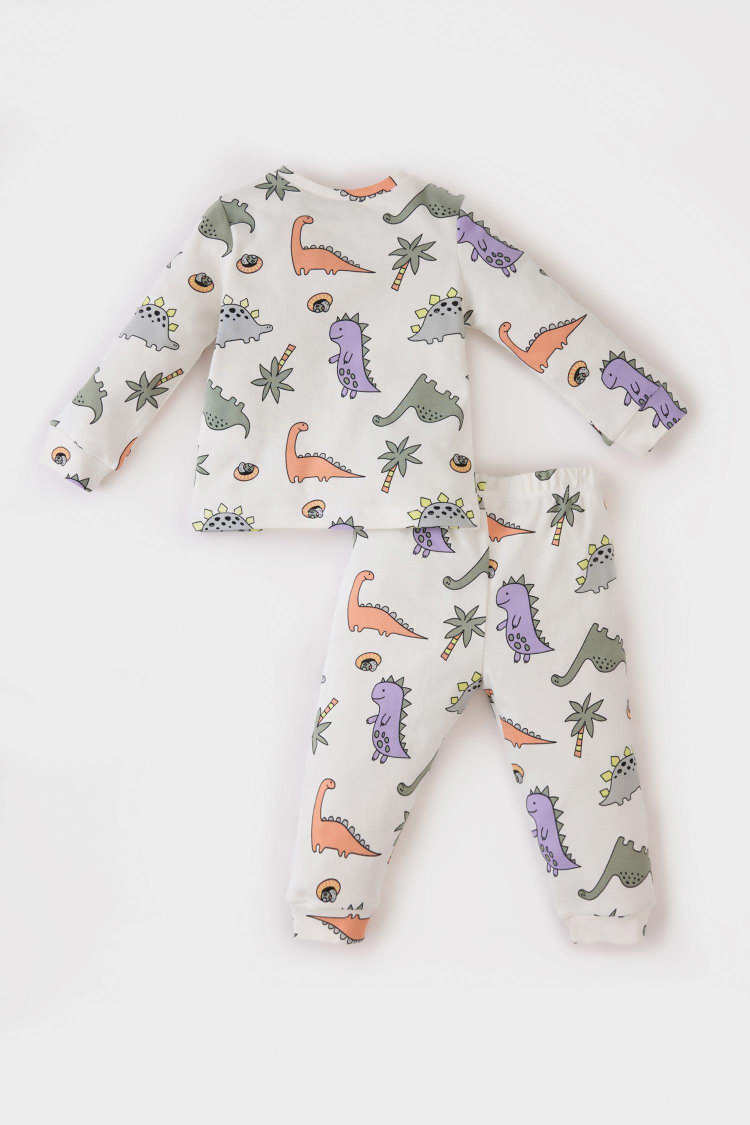 Baby Boy Dinosaur Printed Top Bottom 2 Piece Pajama Set