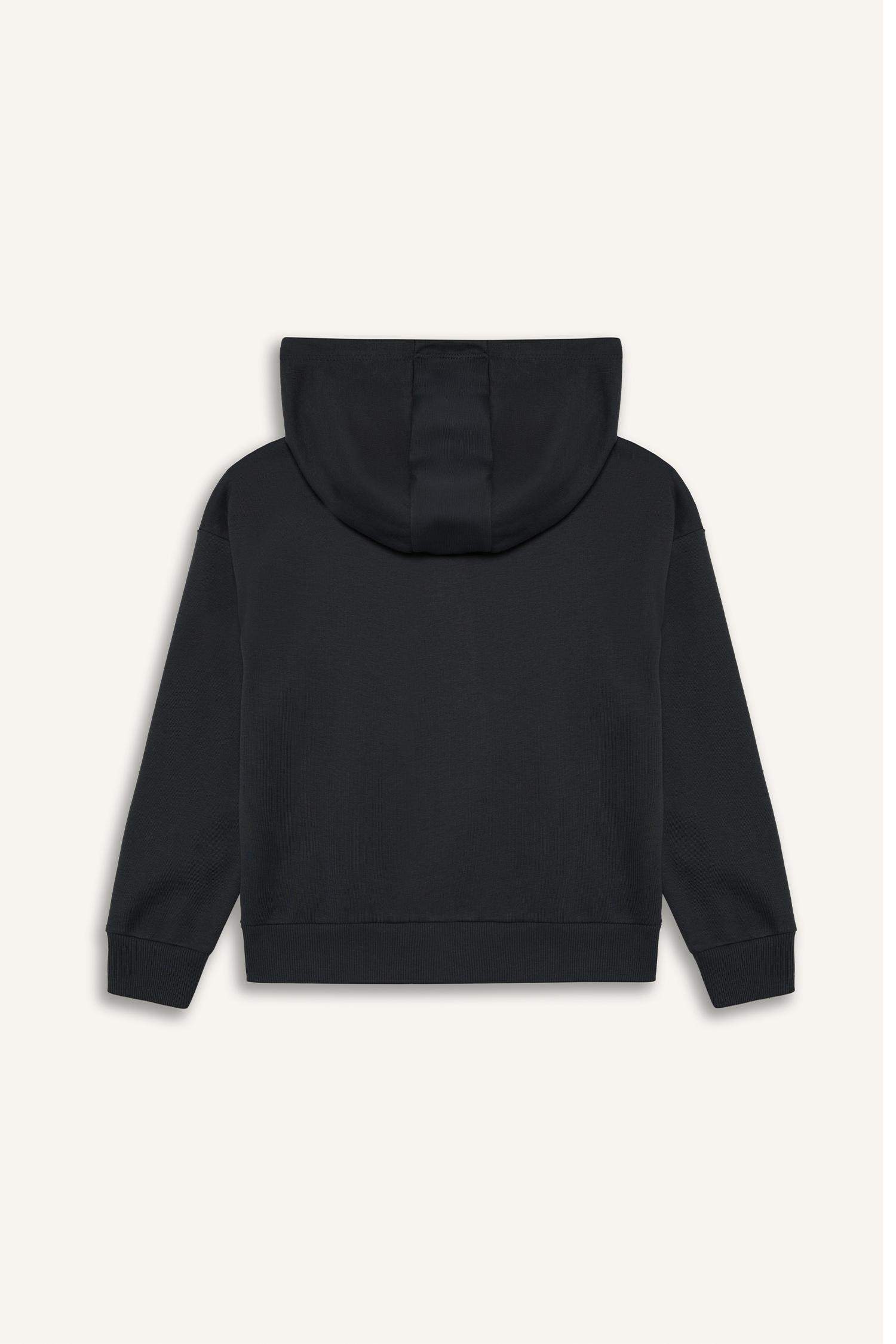Girl Hooded Basic Pocket Zippered Sweatshirt