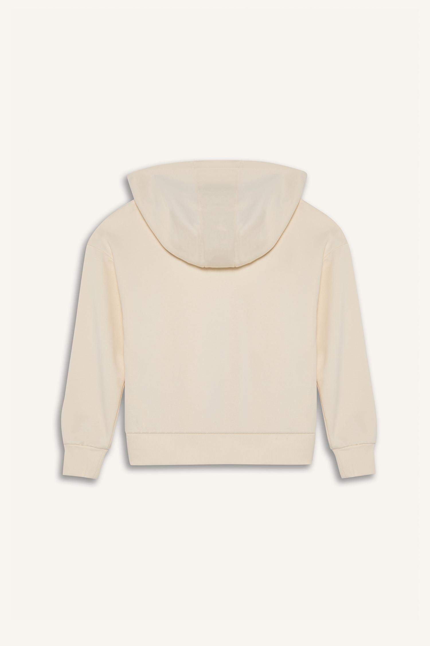 Kız Çocuk Kapüşonlu Basic Düz Cepli Okul Fermuarlı Sweatshirt
