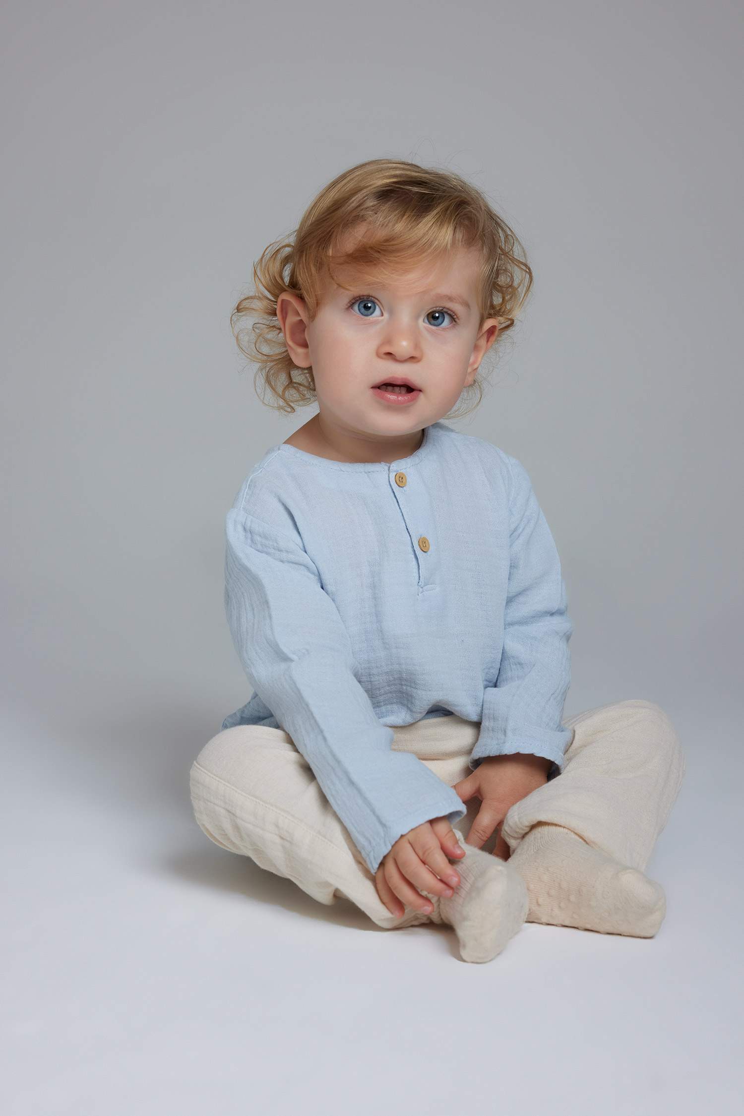 Baby Boy Long Sleeve Muslin Top Bottom 2 Piece Set