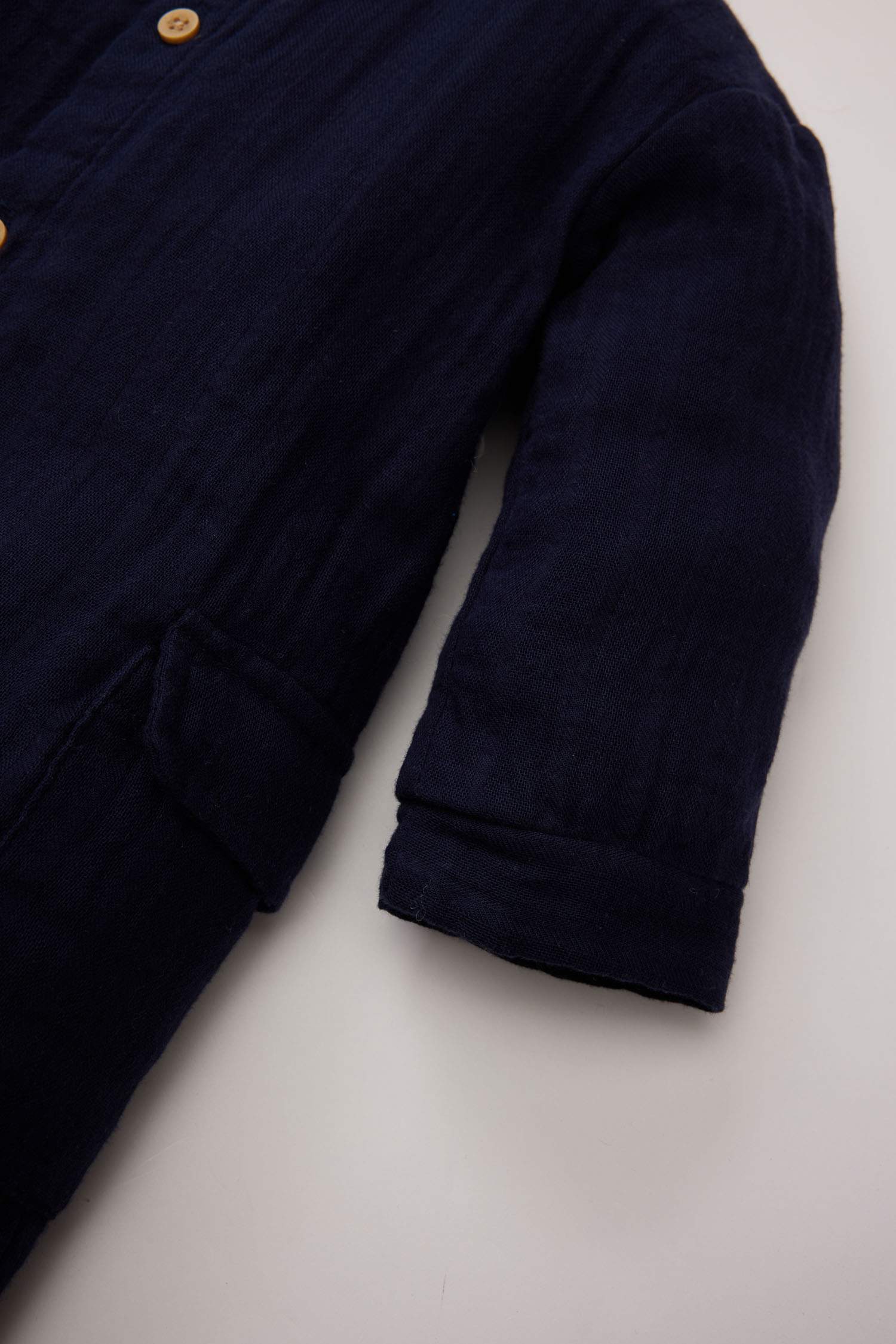 Erkek Bebek Yenidoğan Düğmeli Müslin Uzun Kollu Tulum